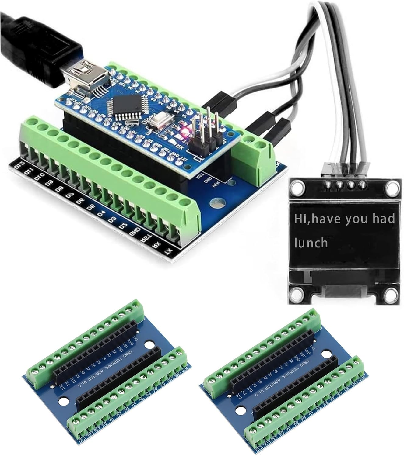 OTOTEC 3 Pcs Controller Terminal Adapter Expansion Board Compatible with Nano IO Shield Simple Extension Plate Compatible with Nano AVR ATMEGA328P image number 1