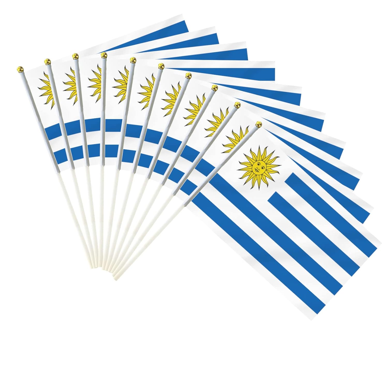 10 PCS Handheld Uruguay Flag,8.5&times;5.5 Inch Hand Held Mini Uruguayan Flags Banner for Indoor Outdoor Parade Waving the Tlag and Shouting image number 2