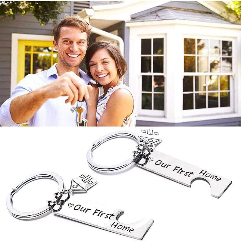AIMALL Our First Home' Matching Keychain Set &ndash; Stainless Steel House Key Holder for Couples, Perfect for New Homeowners image number 5