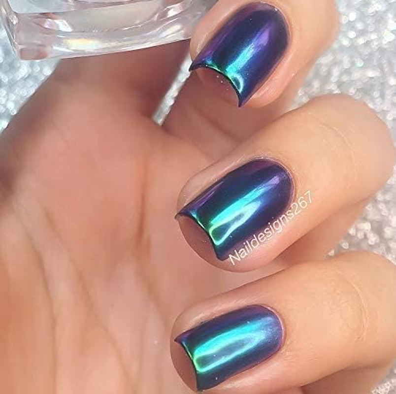 AIMEILI Upgrade Chrome Nail Powder - 6 Jar Art Chameleon Mirror Set, Pearl Shell Glitter Changing Ombre Holographic Laser Gel Metallic Manicure Pigment image number 2