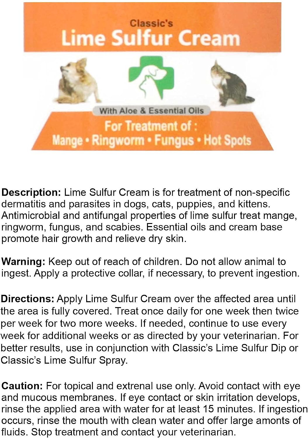 Healthy Paw Life Lime Sulfur Cream for Pets, Natural Skin Care with Aloe and Essential Oils, Treatment for Mange, Ringworm and Hot Spots (4 Oz (116 G)) image number 2