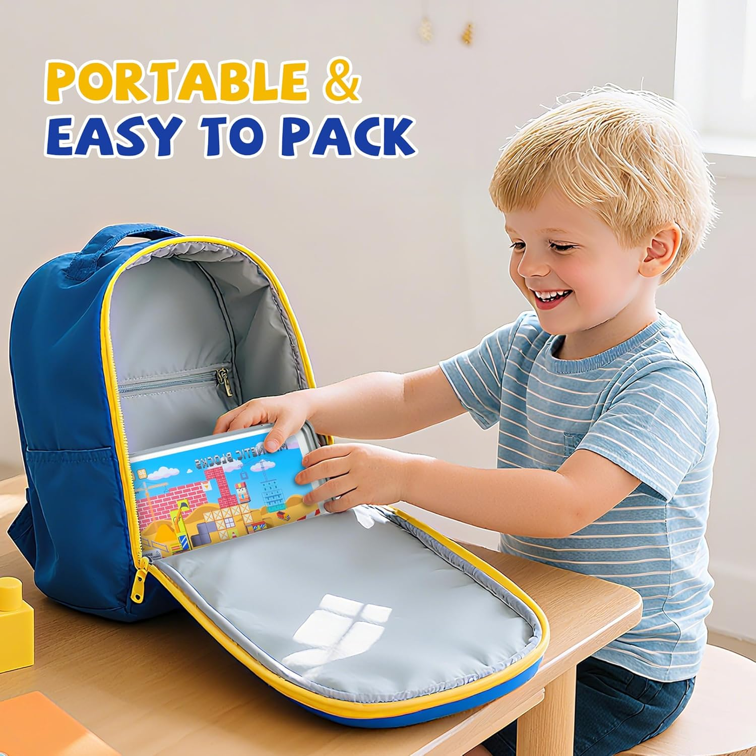 OMIPAWZ 35PCS Mini Magnetic Blocks Travel Set, Magnet Building Block Toys for Kids Age 3-8 image number 6