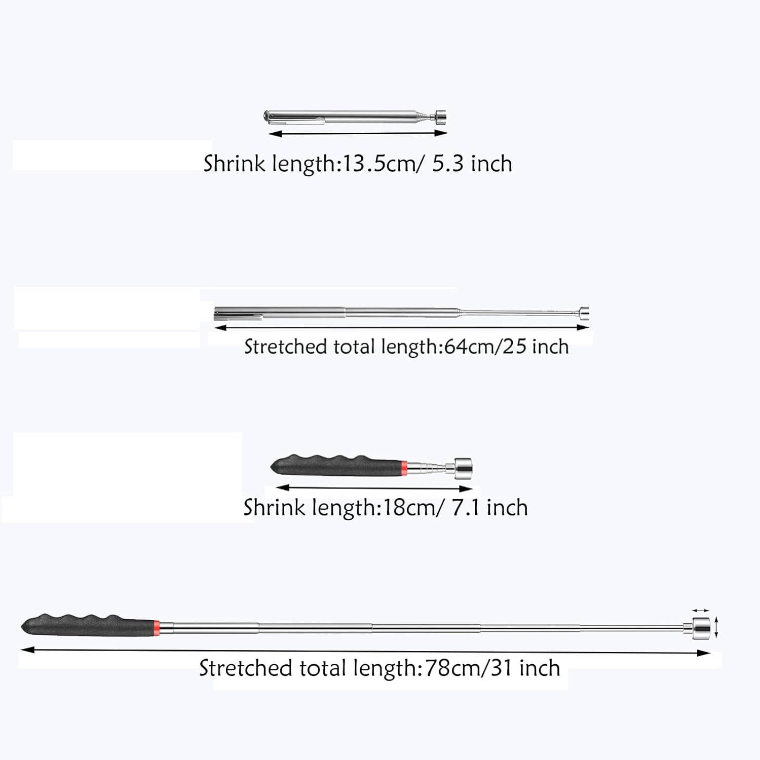2 Pcs Telescoping Magnet Pick up Tools Include 20 Lb Magnetic Tool and 3 Lb Telescoping Magnet Stick Car Magnets to Retrieve Gadget for Hard to Reach Places Suitable image number 3