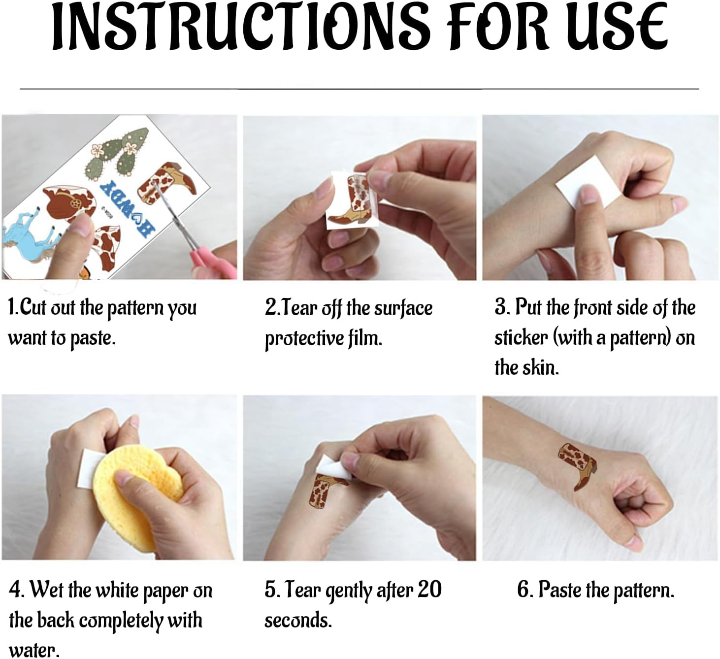 20 Cowboy Boy Tattoo Stickers, Cartoon Stickers in Western Style, Handmade Event Gifts, Suitable for Face and Hand Decoration image number 2