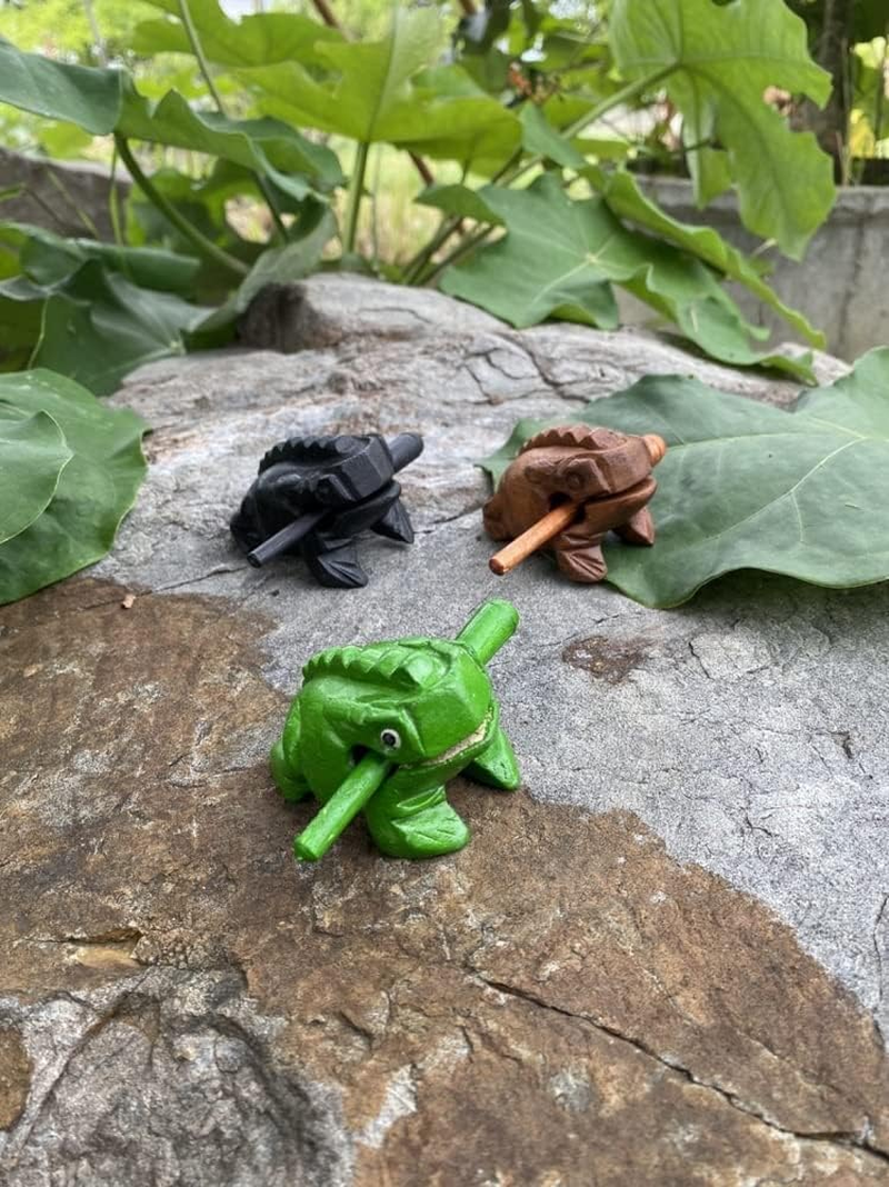 Percussion Instruments Wooden Frog 3 Pieces Set of 2 Inch Small Wood Carving Black Frog Musical Instrument, Products from Thailand, Wooden Frog Musical Instrument. image number 5