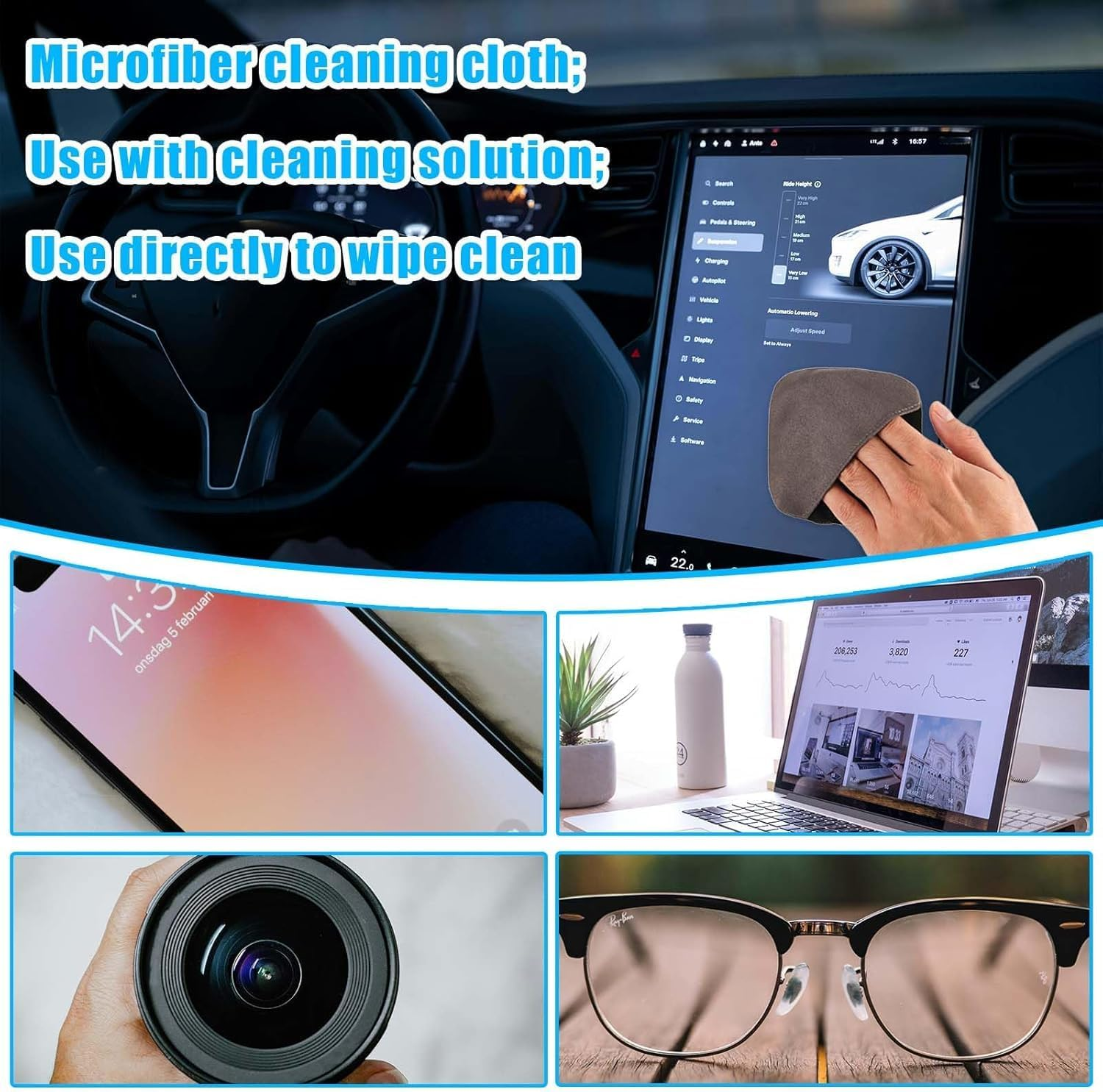 1Pc Car Cleaning Wipes Car Screen Cleaner Lens Cleaner Cloth Screen Cleaning Pad Phone Screen Cleaning Cloth Eyeglass Cleaner Polishing Cloth,Car Cleaning Wipes Phone Cleaning Wipes Car Wipes image number 1