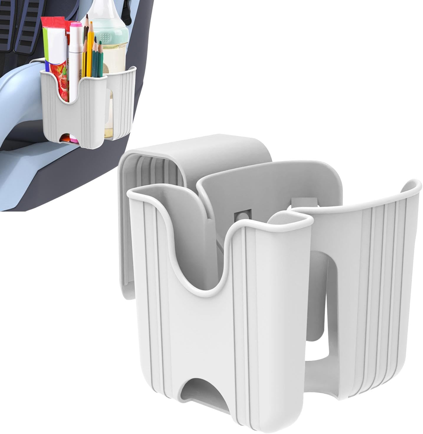 Car Seat Cup Holder - Child Car Seat Cup Organizer Holder, Adjustable Base Auto Storage Tool | Baby Stroller Cup Holer Wheelchair Cup Holder, Multi-Functional Cup Holder for Car Seat Rack Accessories image number 1