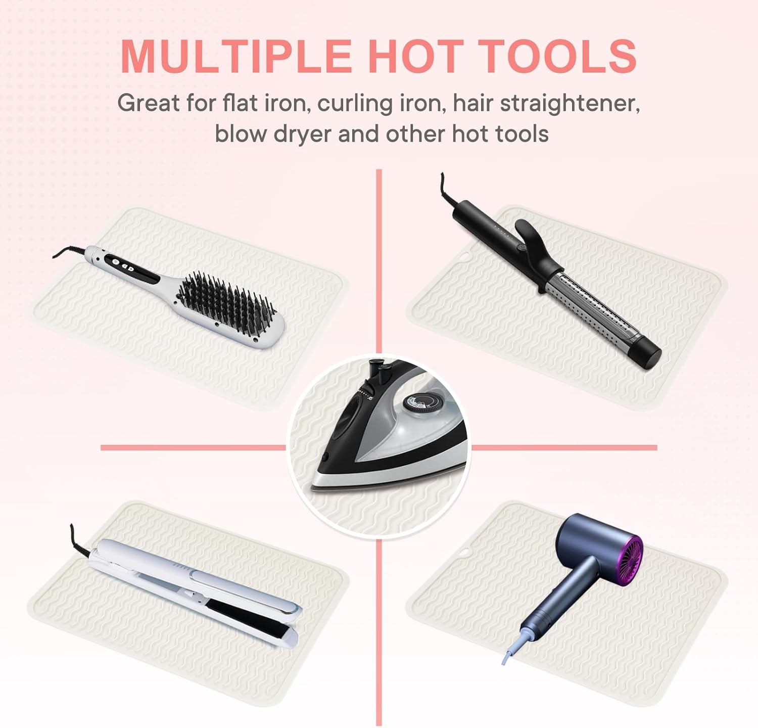Oversize Silicone Heat Resistant Mat, Portable Travel Mat Cover for Curling Irons, Flat Irons, Hair Straightener and Hot Hair Styling Tools(14.2" X 11") - Ivory image number 3