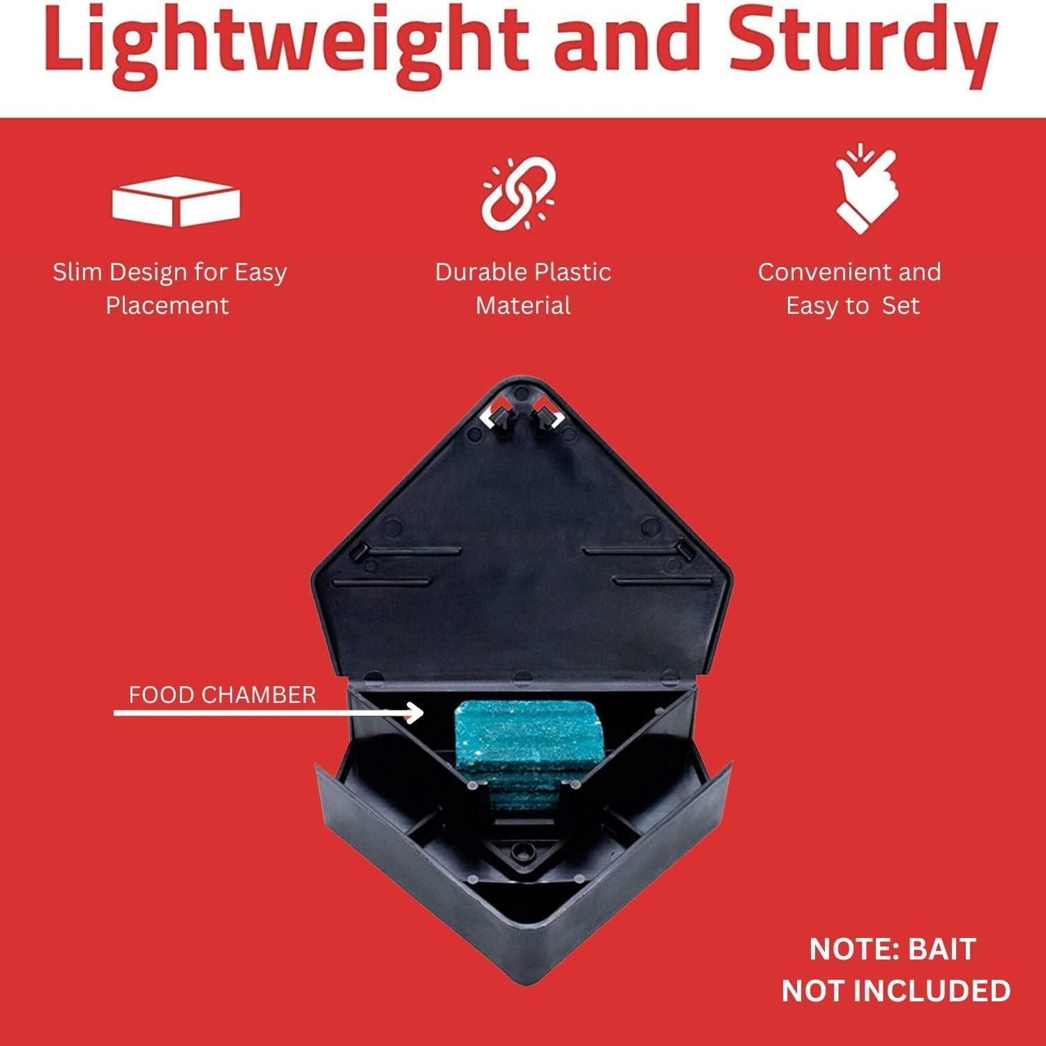 Mouse Bait Station with Keys - Child and Pet Safe Tamper Resistant Corner Unit Mini Rodent Trap Bait Stations - Indoor Outdoor Use (6 Pack, 2 Keys - Black) image number 4