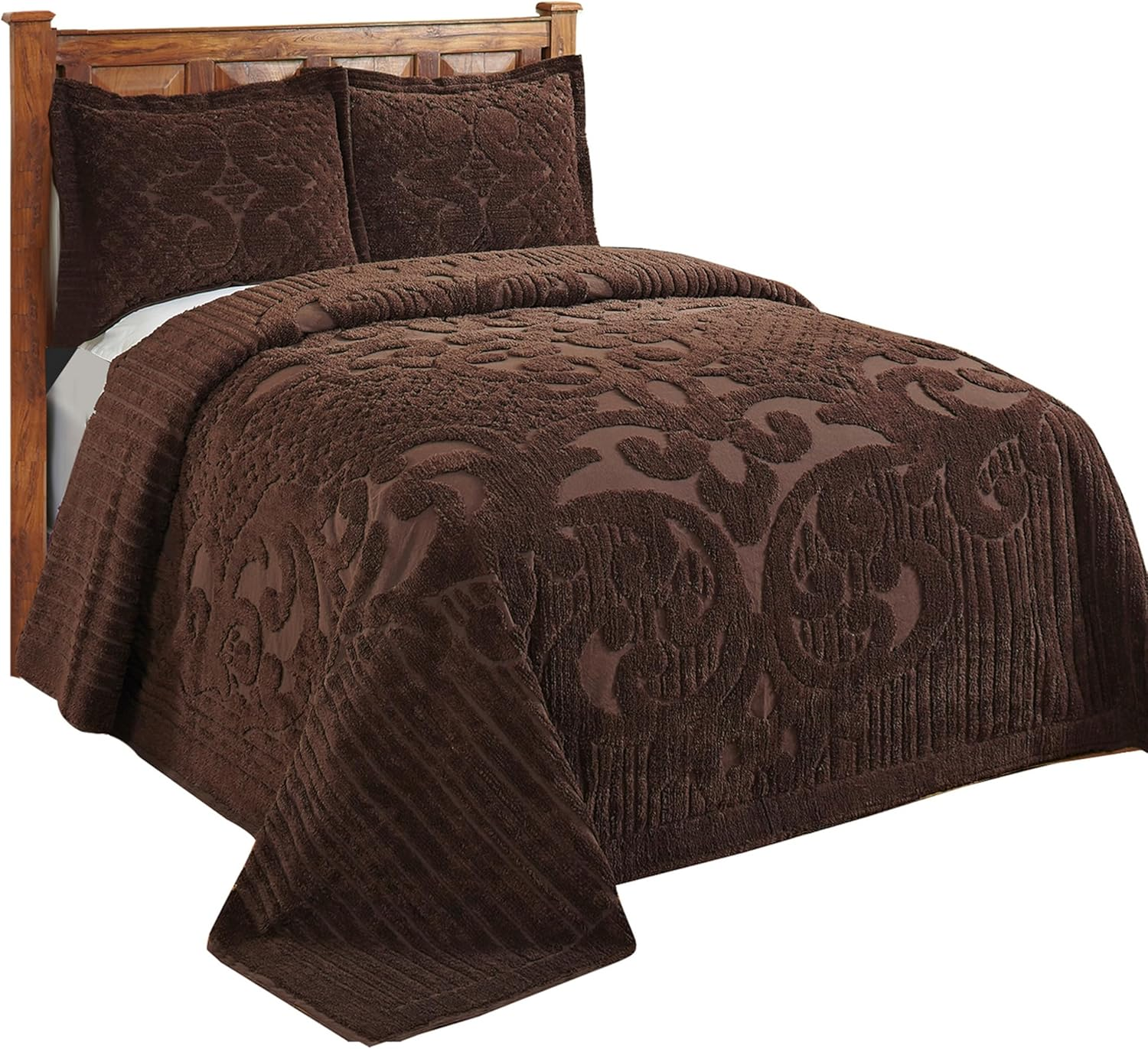 Better Trends Ashton Bedding Set Collection Is Super Soft and Light Weight in Medallion Design 100% Cotton Tufted Machine Washable Tumble Dry, King Bedspread, Chocolate image number 2