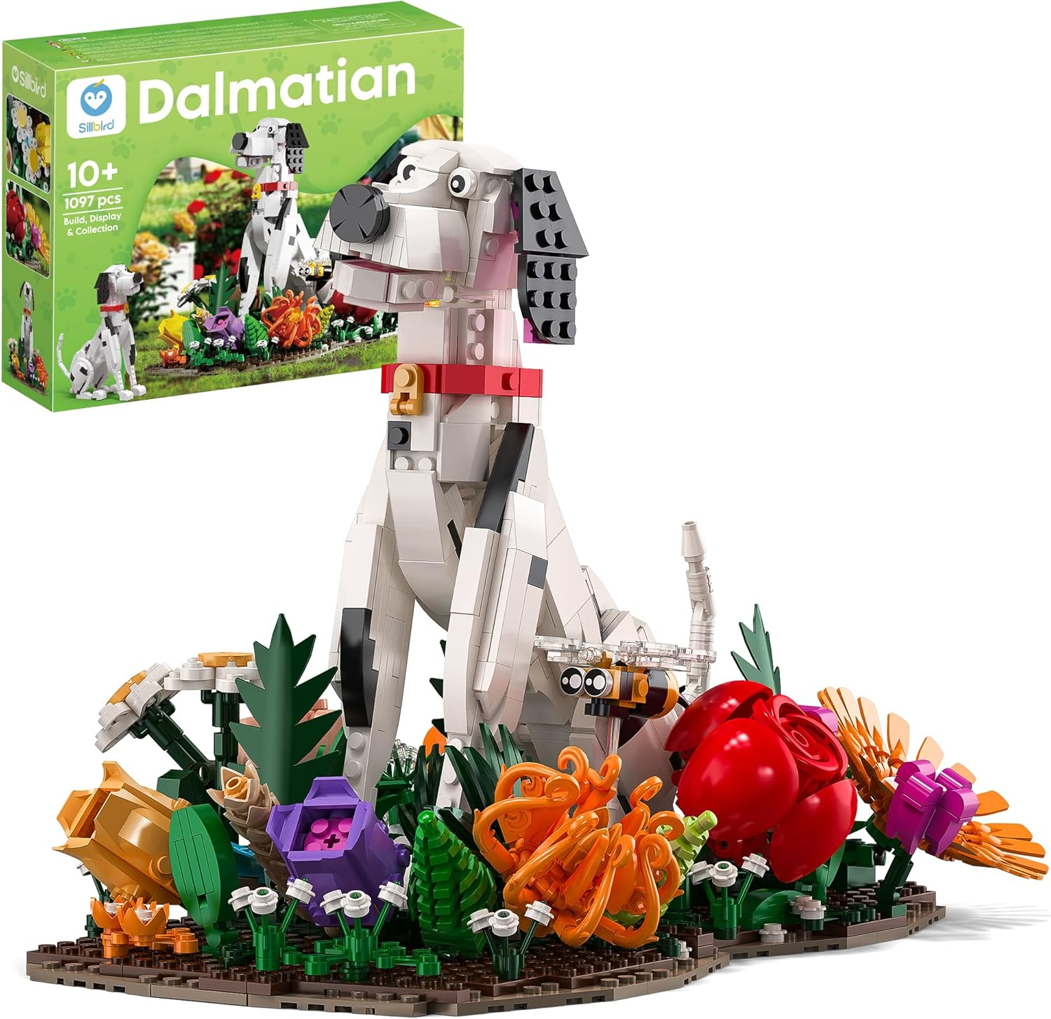 Sillbird Dalmatian Flower Dog Construction Kit for Children & Adults, Puppy Construction Set with Flowers, Christmas & Birthday for Animal & Plant Lovers, from 10 Years (1097 Pieces) image number 5