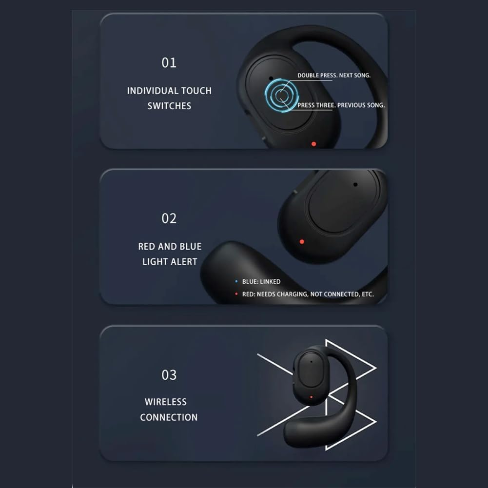 Aswalling Wireless Headphones Bluetooth Headset with Microphone Bone Conduction Handsfree Noise Canceling Earphones