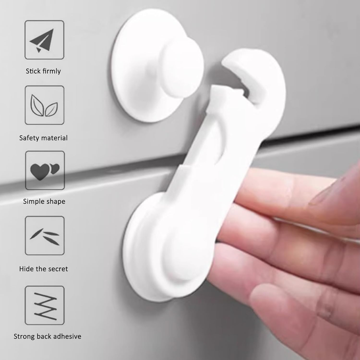 6 Pack Child Proof Locks for Cabinet Doors and Drawers Adhesive No Drilling Child Safety Locks for Cabinet Wardrobe Pantry Cupboard Baby Proofing Drawer Locks for Kitchen Bathroom and Laundry image number 4