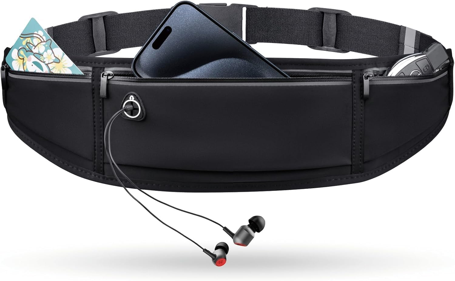 Slim Running Belt for Women and Men, Phone Holder Runners Pouch Waist Belt for Workout Jogging, Reflective Running Pouch for Hiking Cycling Workout image number 2