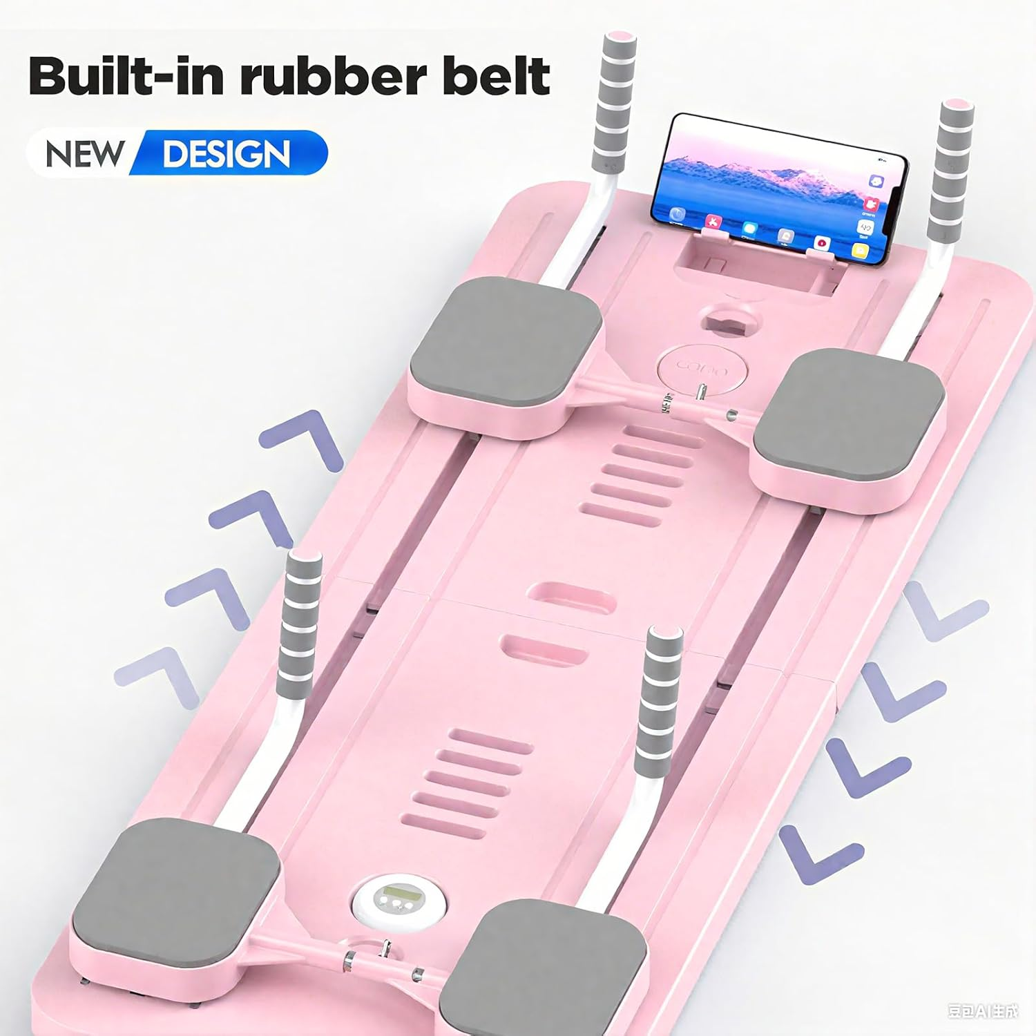 Foldable Pilates Reformer with Resistance Bands & Timer - Home Pilates Machine with Handles, Knee Pad & Compact Design, Professional Pilates Equipment for Women image number 1