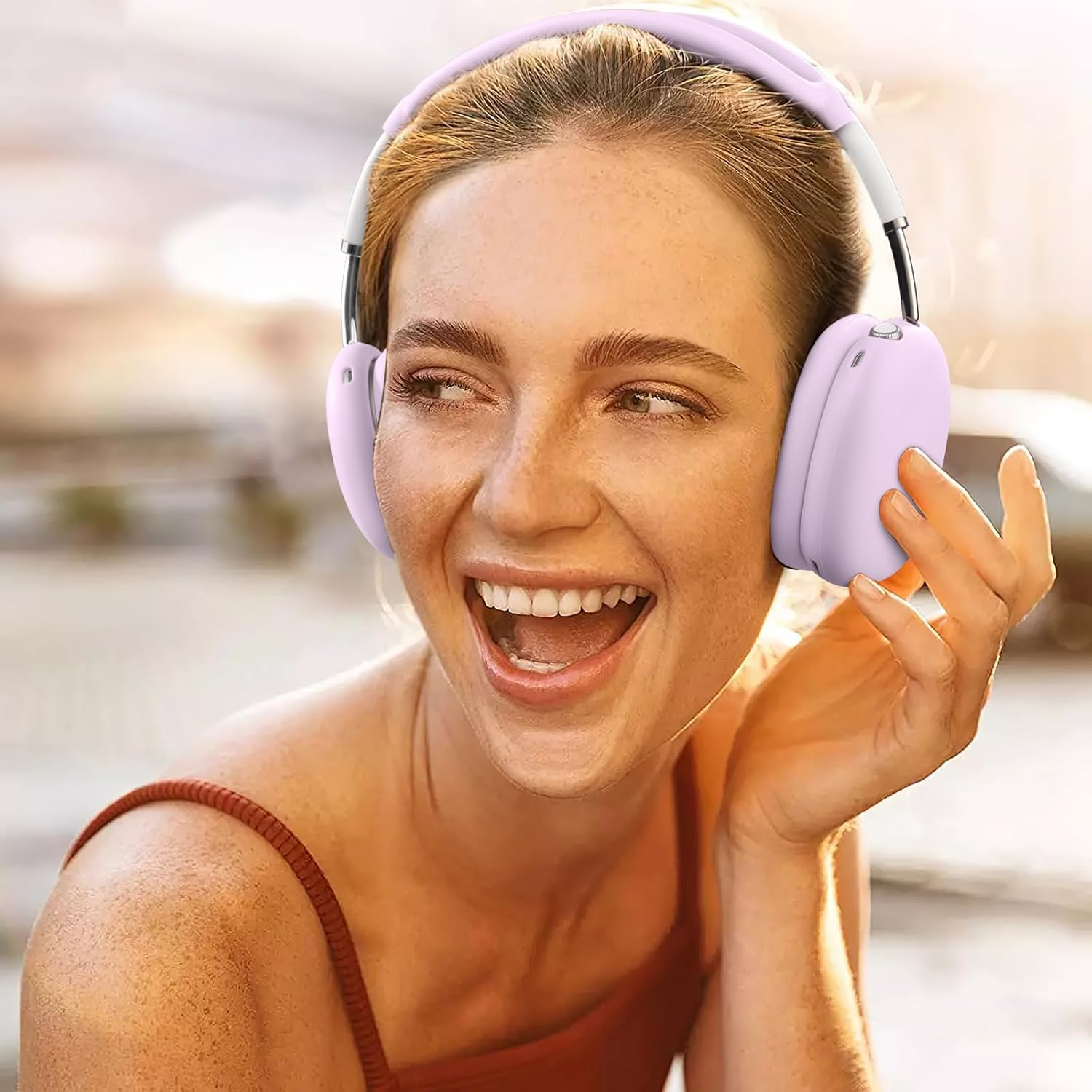 WJK Soft Case Cover for Airpods Max Headphones, Airpods Max Ear Cup Covers/Ear Pad Case Cover/Headband Cover/Max Headband Pad, Silicone Skin Protector Compatible with Apple Airpods Max, Lavender image number 4