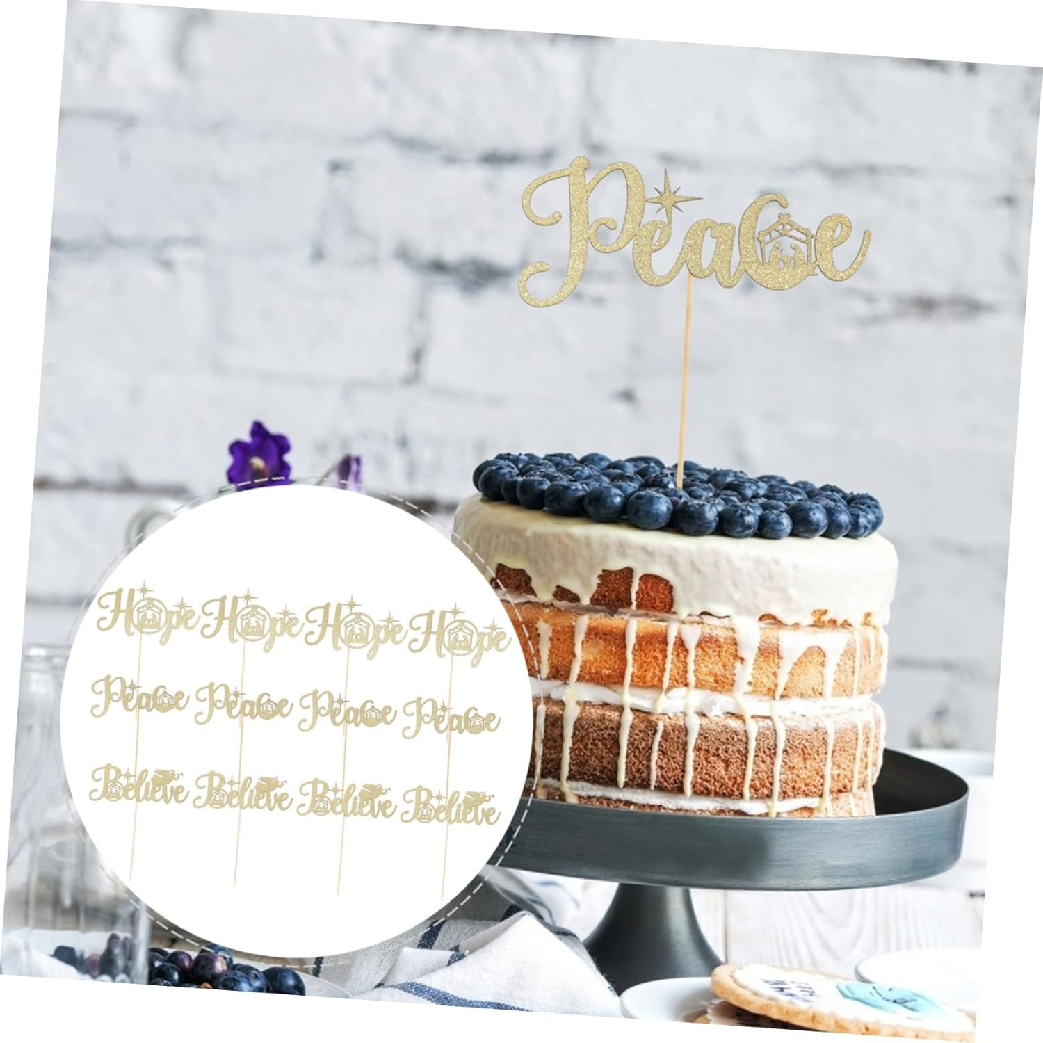 Unique Xmas Cake Picks Black Decorations Cupcake Toppers for Christmas Eve Dessert image number 5