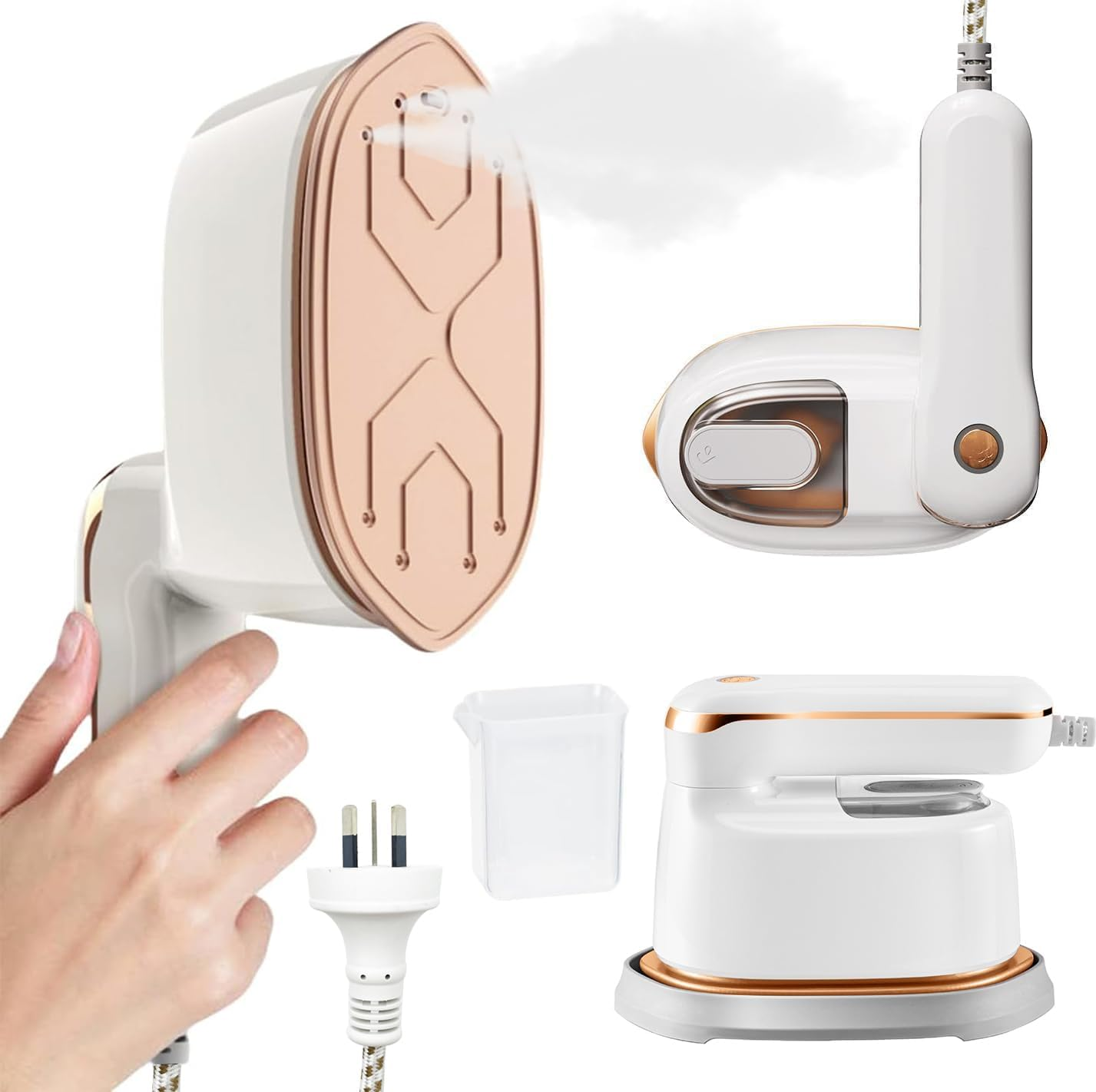 1100W 2-In-1 Travel Steamer & Iron | 3 Steam Modes for Fast Wrinkle Removal, 180&deg; Foldable Handle | Compact Portable Clothes Steamer for Home & Suitcases | Gift-Ready Appliance with Storage Pouch image number 2