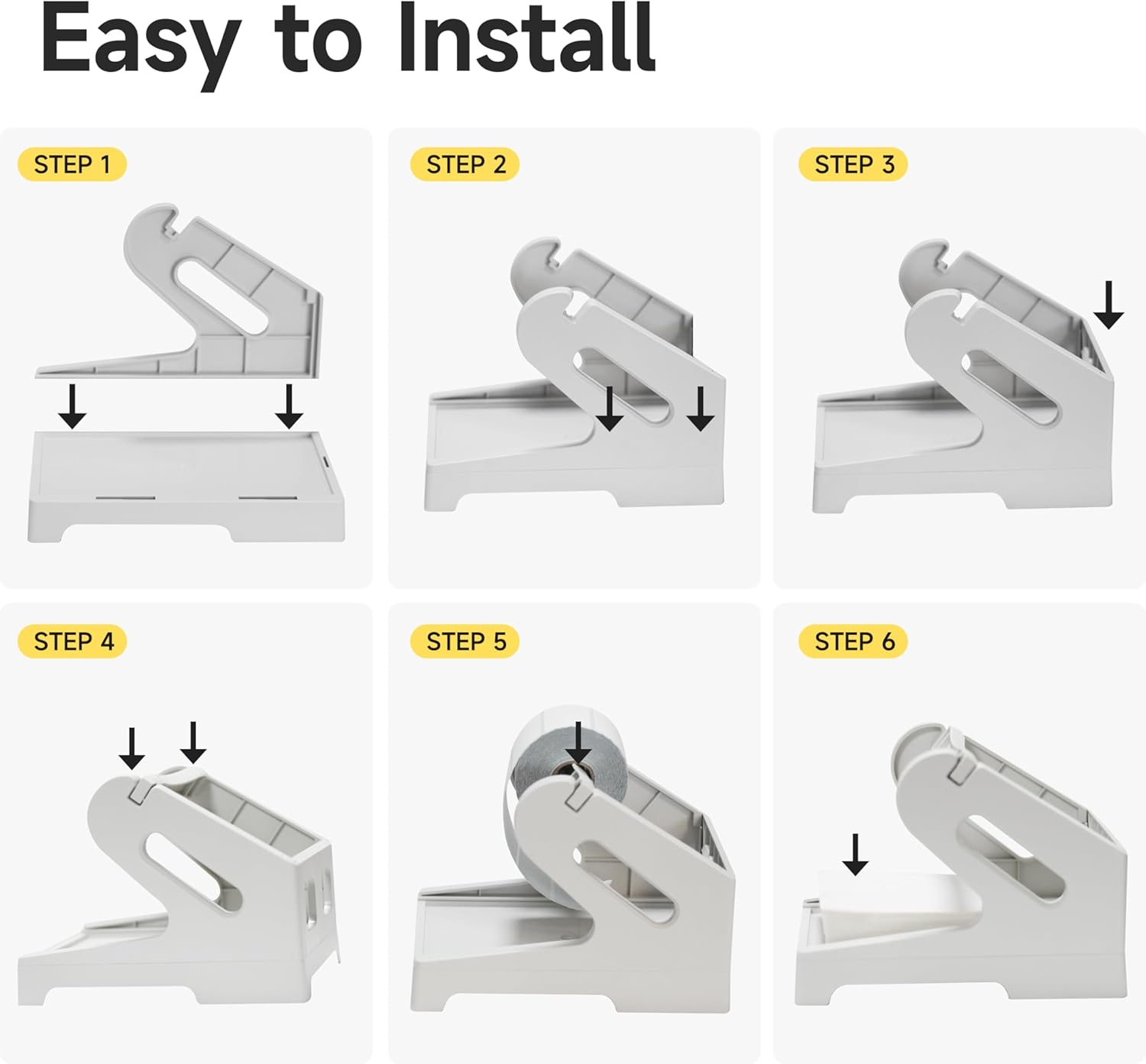 Guermok Thermal Shipping Label Holder for Rolls & Fan-Fold, Fragile Stickers for Shipping, Label Stand Desktop Printer Holder-Home Office Accessory Sticker Dispenser for Holographic (Gray) image number 6