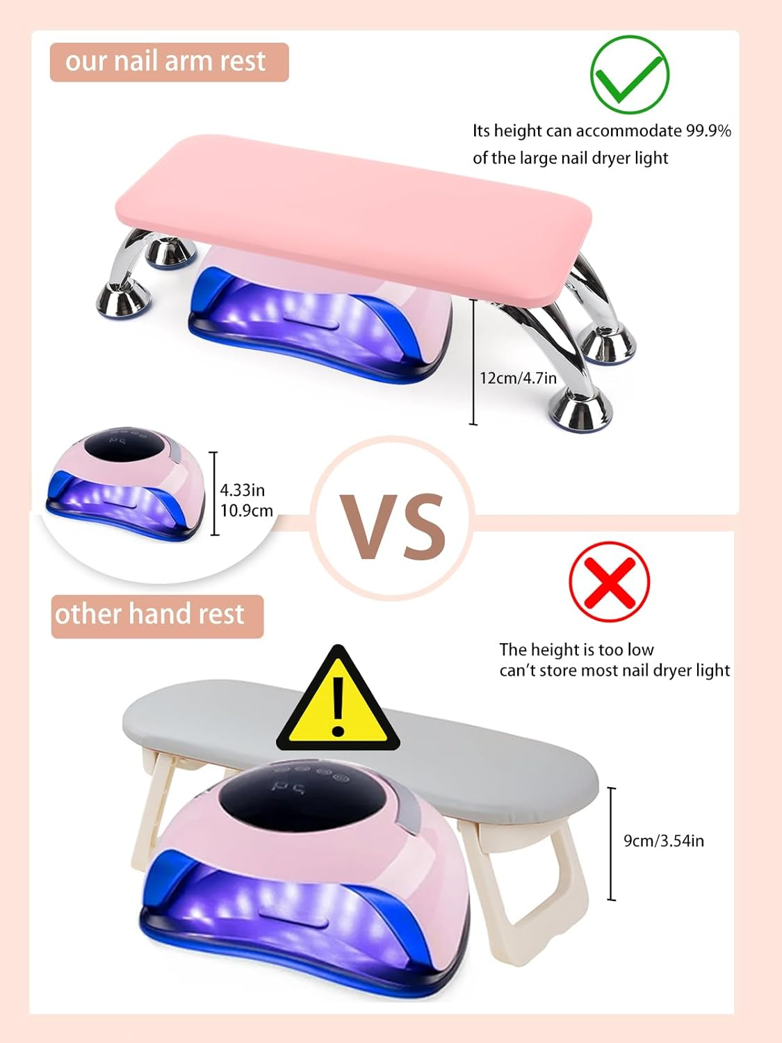 Big Arm Rest for Nails Cushion, Microfiber Leather Hand Rest for Nails Tech, Hand Rest Pillow for Nails Toenails, Detachable Nail Art Accessories Tool for Nails Tech (Pink) image number 4