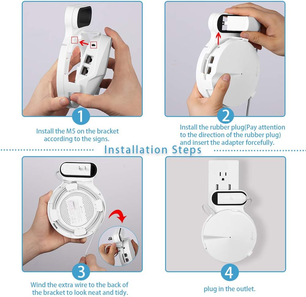 Outlet Wall Mount Stand for Tp Link Deco M5 Mesh Wifi, Sturdy Bracket Holder, No Tool, Messy Wires or Damage, Easy Mover Desktop Manager (2Pack) image number 2