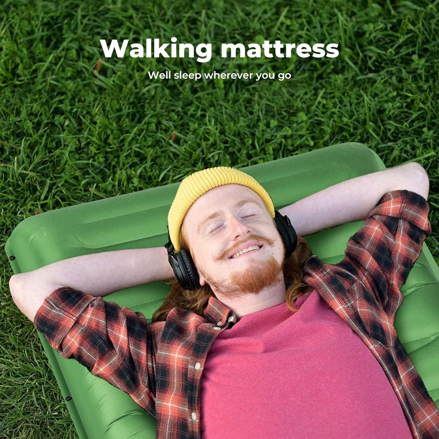 Mountview Camping Mattress Inflatable Mat, 196 X 66 X 13Cm, Lightweight Camping Sleeping Pad with Pillow, Built-In Foot Pump, Spliced Inflating Air Sleeping Mattress for Backpacking, Camping & Hiking