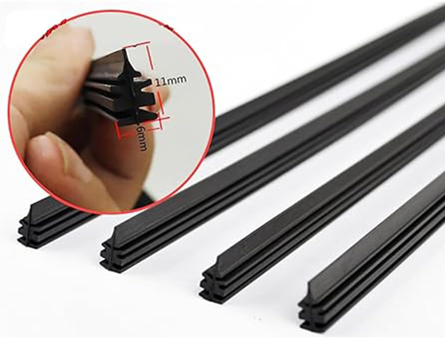 Roczential 28" Wiper Blade Refill (2-Pack) &ndash; Universal Frameless Wiper Blades, 11Mm X 6Mm Fit, Silicone Replacement for Most Cars, Trucks & Suvs image number 2