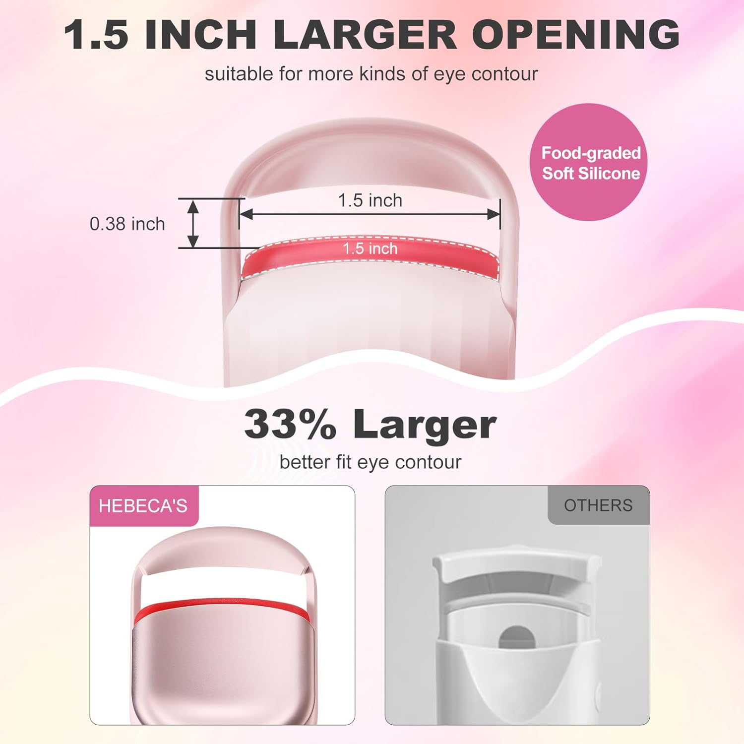 Heated Eyelash Curler Professional - Eye Lashes Curler with Innovative Heating Silicone, Electric Eyelashes Curler with 600Mah Rechargeable Battery EC4001 (Pink) image number 2