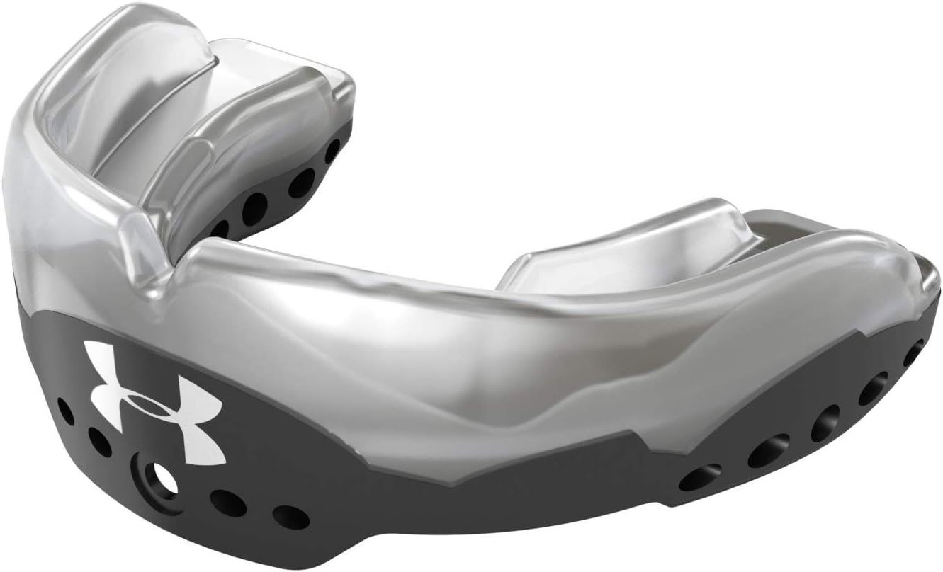 Under Armour Gameday Elite Mouth Guard for Football, Lacrosse, Basketball, Hockey, Boxing Etc. Sports Mouthguard. Includes Detachable Helmet Strap. Youth & Adult. Protectar Bucal