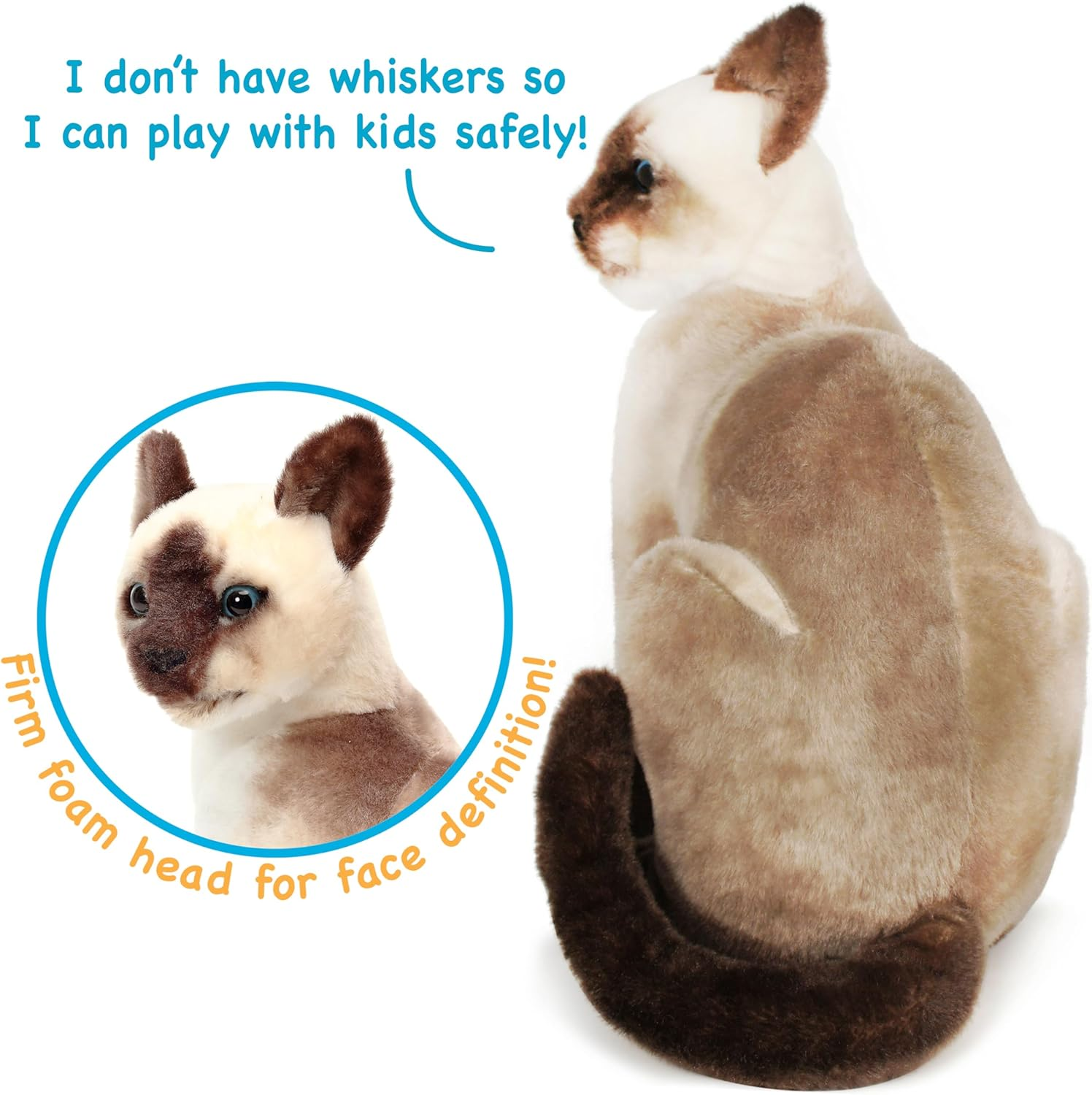 Stefan the Siamese Cat - 14 Inch Stuffed Animal Plush