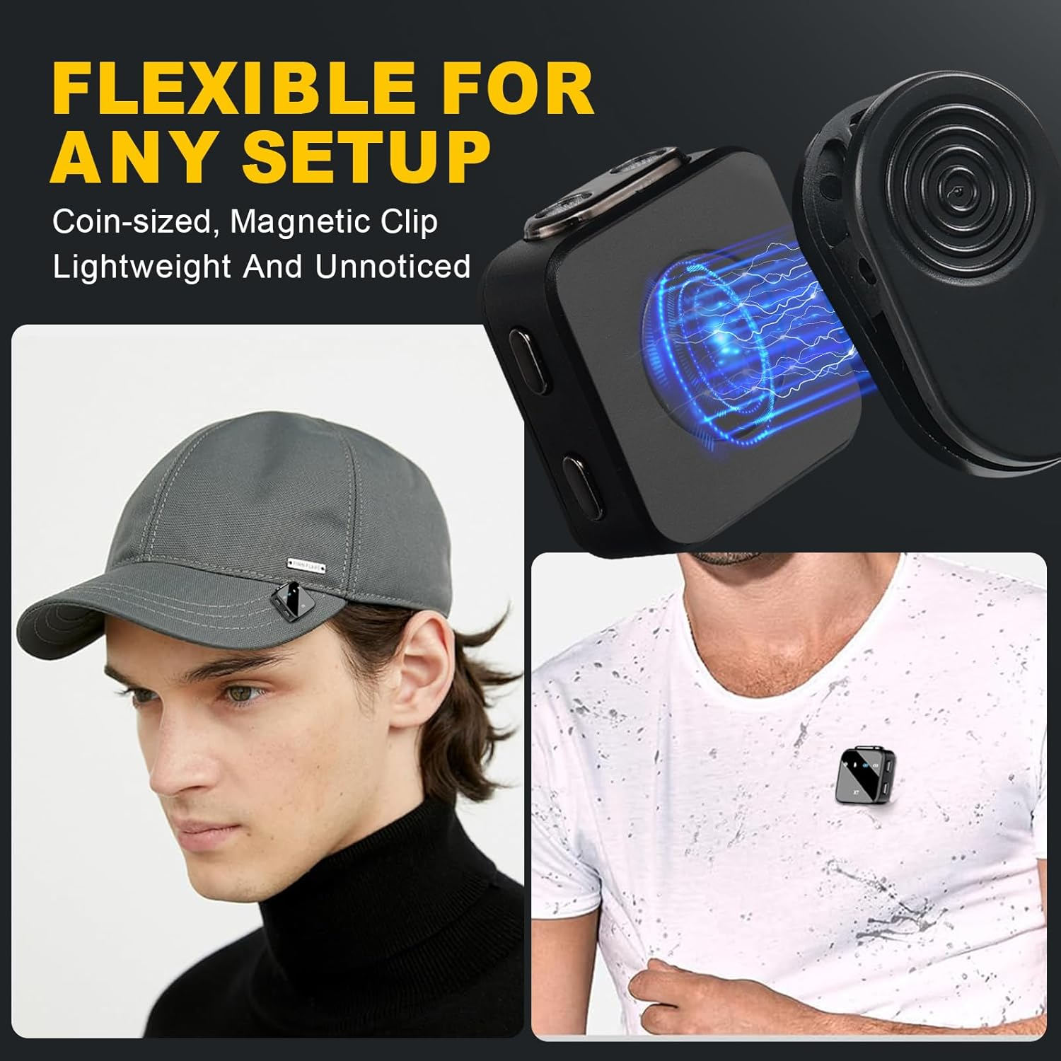 Wireless Lavalier Microphone for Iphone/Android, Magnetic Clip Lapel Microphone with Charging Case, Noise Cancelling Wireless Microphone, 328Ft Range, Mini Condenser Microphone for Stream Vlog Tiktok image number 6