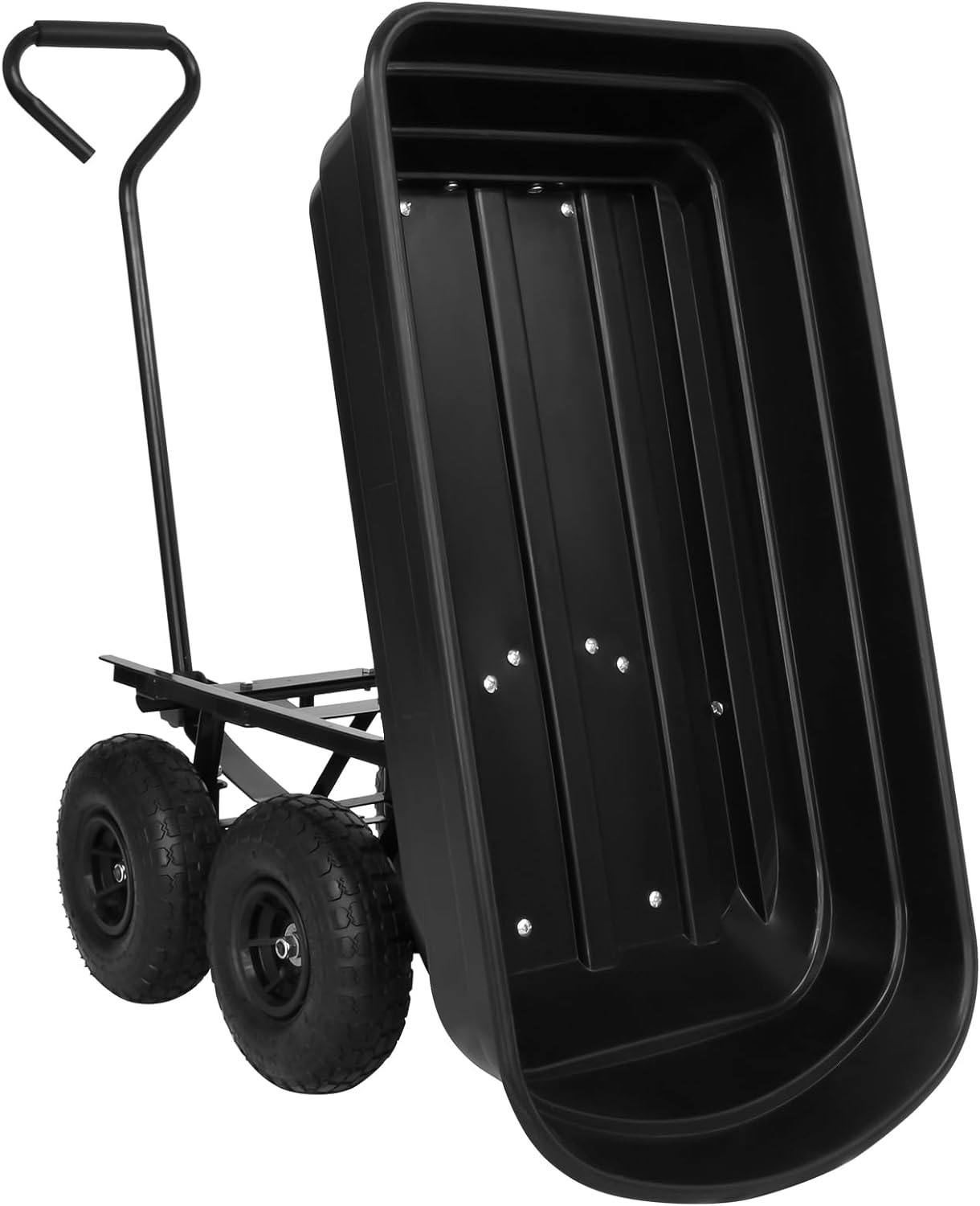 Oppsbuy 250KG Garden Cart Outdoor Dump Cart with Heavy Duty Steel Frame 10 Inch Pneumatic Tyres Black image number 5