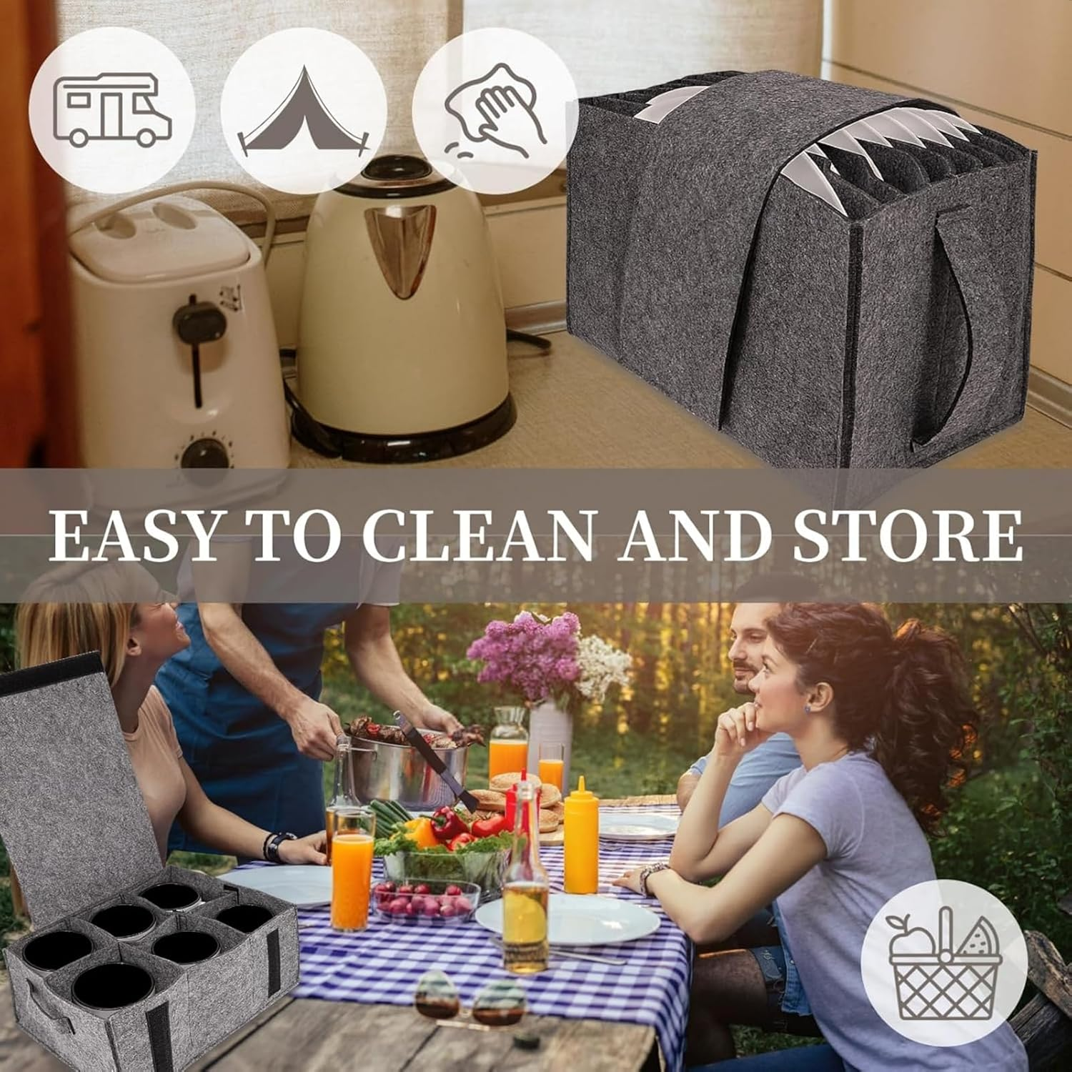 2Pcs Caravan Plate Holder Motorhome Organiser for Kitchen Cupboard Campervan Storage Ideas with Rack, Cup Holder, Collapsible Camping Kitchen Unit for Camping Cupboard Container image number 5