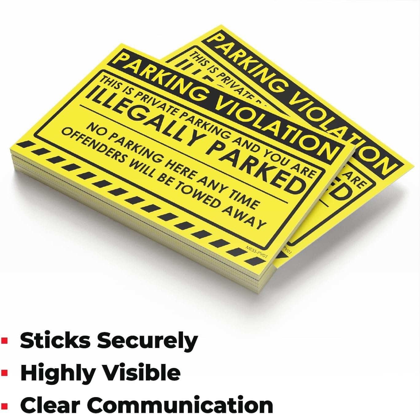 Mess Parking Violation Stickers for Cars (Fluorescent Yellow) - 100 No Parking Illegally Parked Cars in Private Parking Areas/Hard to Remove Super Sticky No Park Tow Warnings 8" X 5" By image number 6