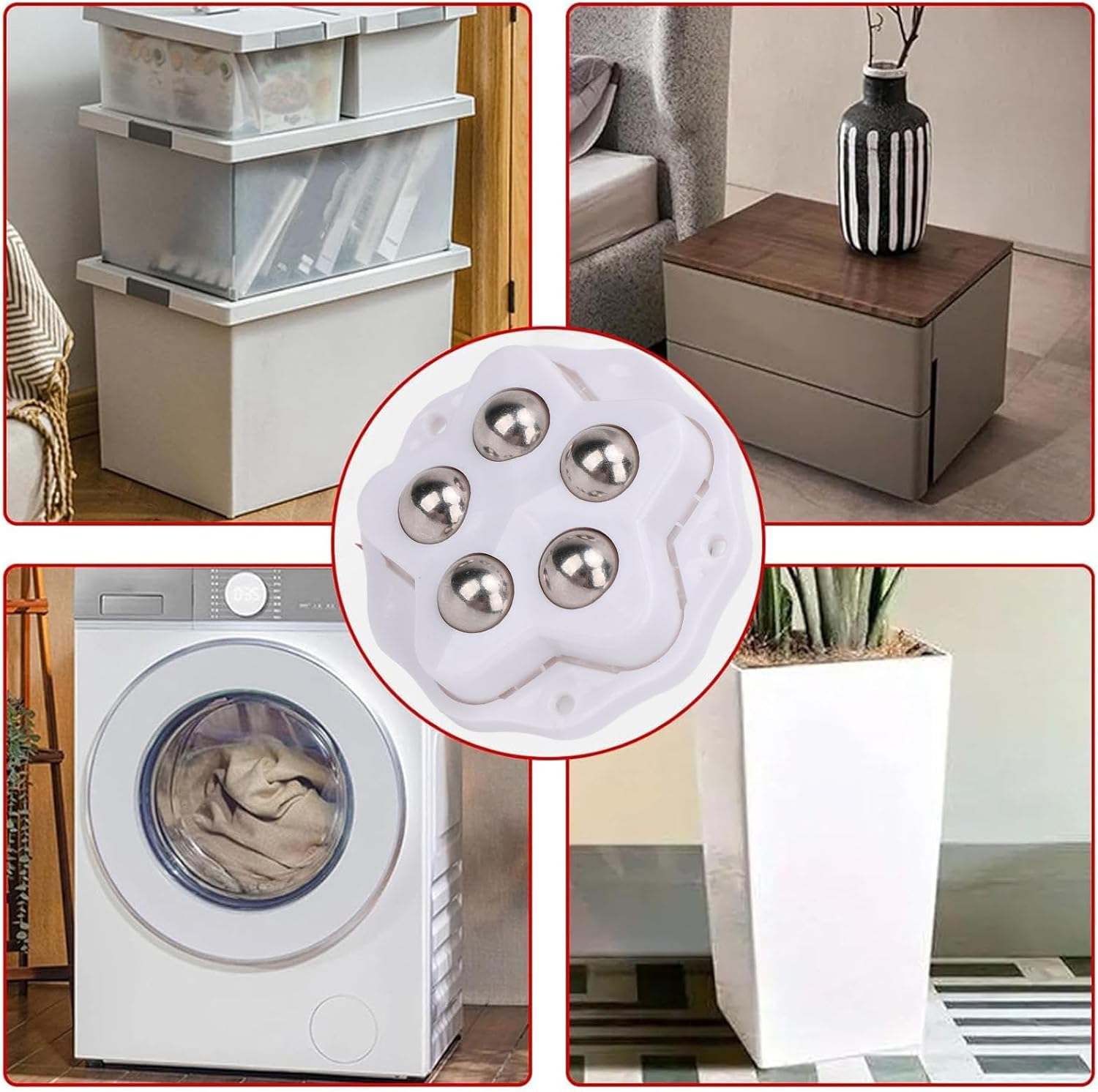 12PCS Self Adhesive Caster Wheels, 360&deg; Swivel Appliance Rollers Appliance Sliders for Kitchen Appliances, Mini Universal Wheel Roller Casters for Storage Box, Small Furniture image number 6