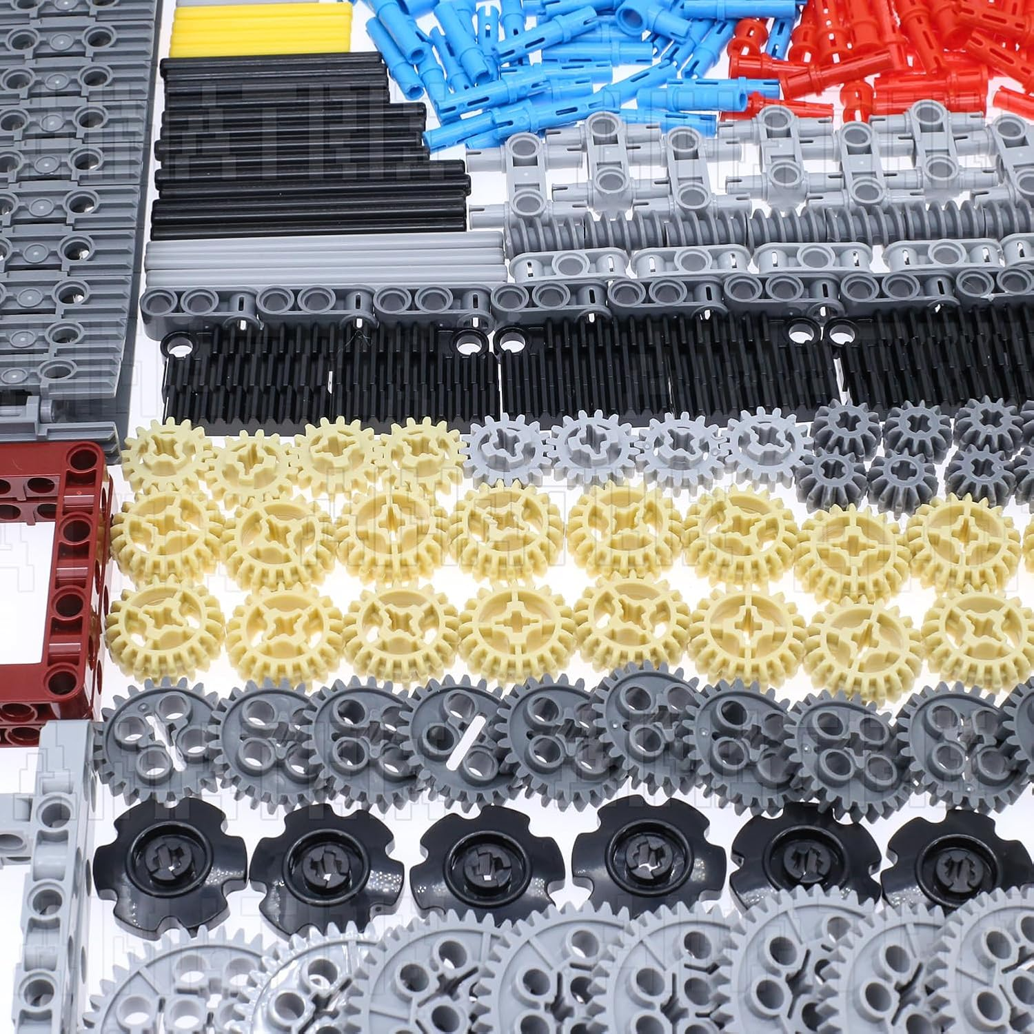 899Pcs Technic Gears and Axles, Compatible with Mainstream Building Block Brand Technic Sets, Car Tracks-Tires with Gears-Pins-Shock Absorbers-Differentials. image number 1