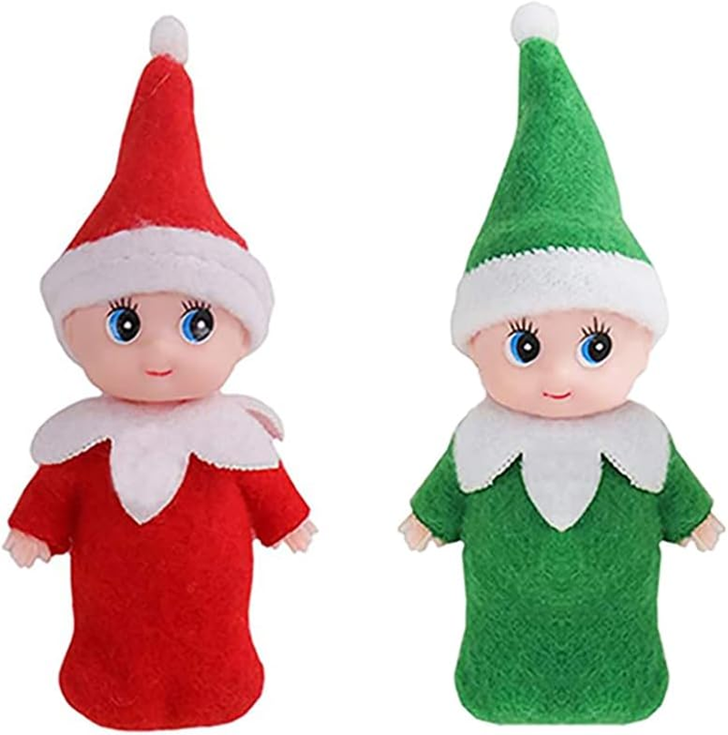 JHBEMAXS Mini Baby Elf Twins Craft Elves Set Kindness Craft Babies Doll Toys Shelf Decoration for Girls Boys Kids Adults (Pack of 2 Pieces Red & Green) image number 4