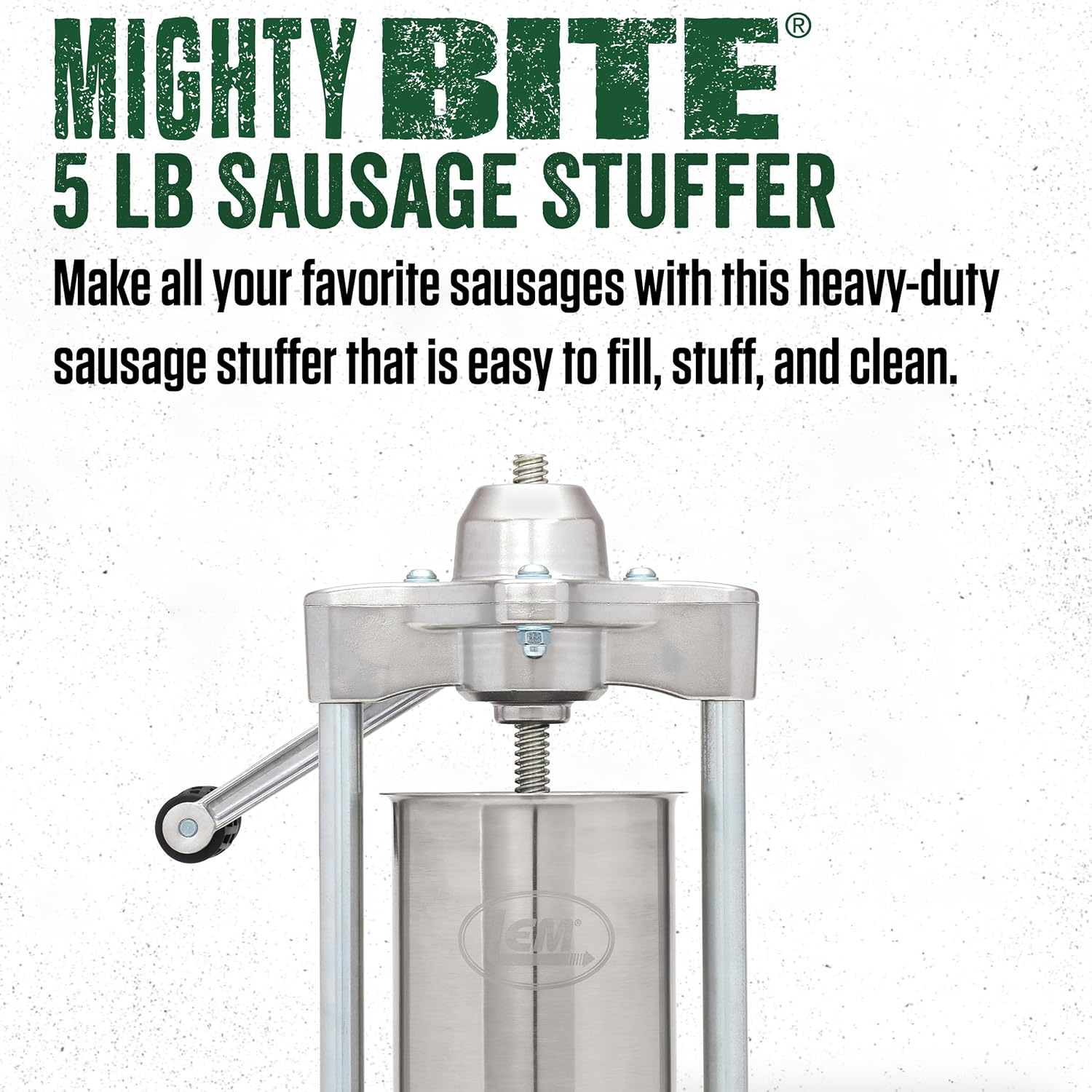 LEM Products Mighty Bite Vertical Stainless Steel 5 Pound Capacity Sausage Stuffer with Plastic Stuffing Tubes