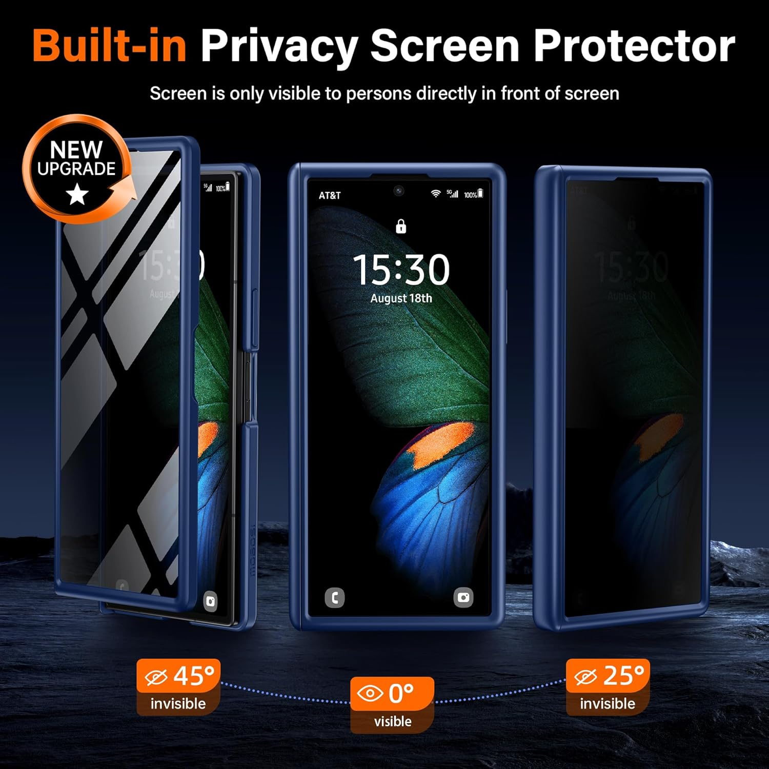 MOBOSI for Z Fold 7 Case with Privacy Screen Protector, [Compatible with Magsafe], [Built-In Kickstand & Full Body Hinge Protection] Magnetic Slim Phone Case for Samsung Galaxy Z Fold7, Blue - Blue image number 5