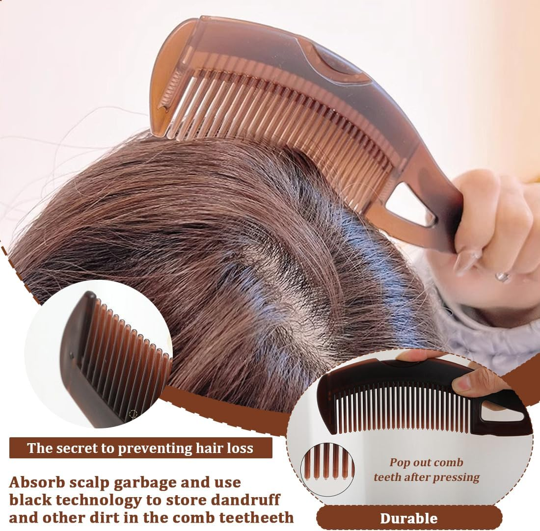 MOLZINY Pack of 2 Dandruff Comb with Massage Comb Hollow Tooth Hair Brush for Scalp Massage Energy Massage Comb Hairdressing Comb for Scalp Massage Refreshment Easy Cleaning for Men and Women image number 4