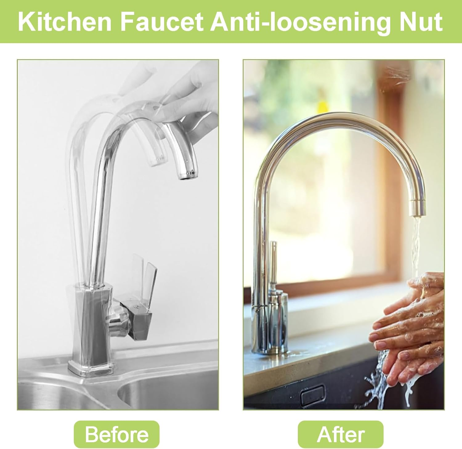 UFURMATE Tap Mounting Nut, 2 Pieces ABS Plastic Tap Lock Nuts Quick Installation Faucet Anti-Loosening Nut Hot Cold Water Tap Lock Nuts for Kitchen Bathroom (32 Mm) image number 2