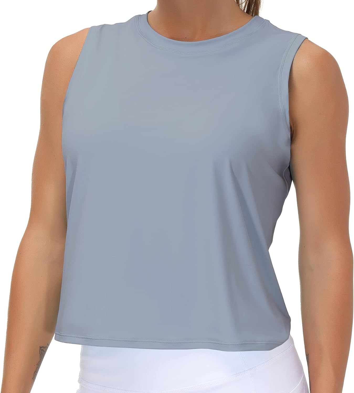 THE GYM PEOPLE Ice Silk Workout Tops for Women Quick Dry Muscle Gym Running Shirts Sleeveless