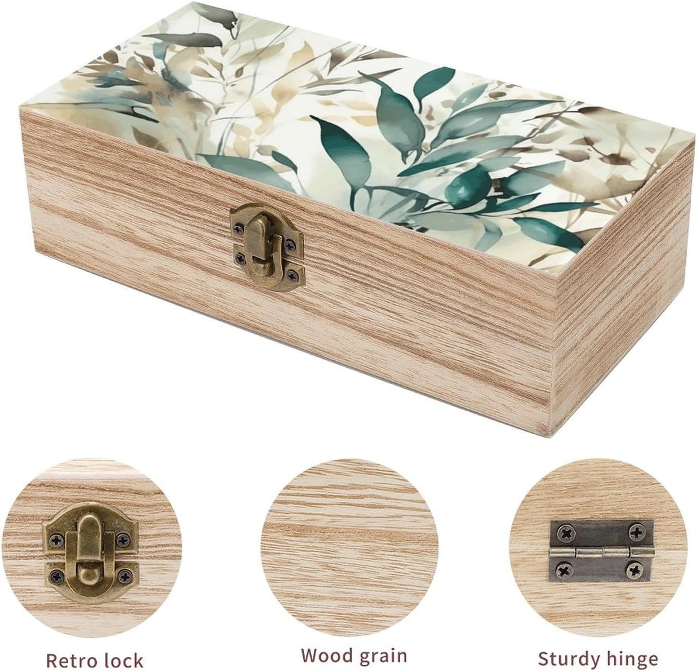 Leaves Wooden Box Wood Wedding Keepsake Boxes with Lids Small Decorative Boxes Lightweight Wooden Memory Storage Box for Crafts Keepsakes Jewelry Photo Letter Storage