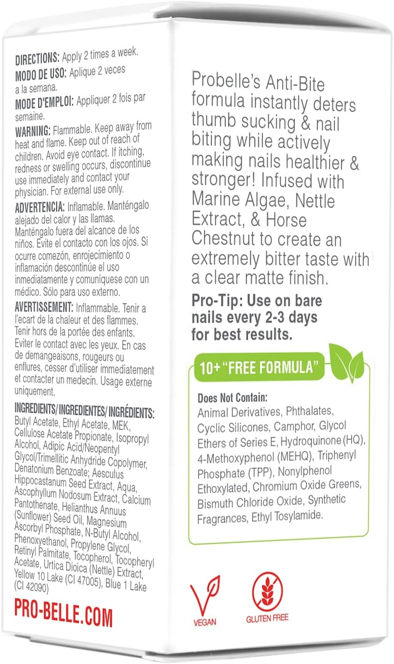 Probelle Anti-Bite &ndash; Nail Biting Treatment for Kids & Adults &ndash; No Bite Nail Polish, Thumb Guard & Thumb Sucking Stop - 9 FREE &ndash; 5 Fl Oz (15 Ml) image number 6