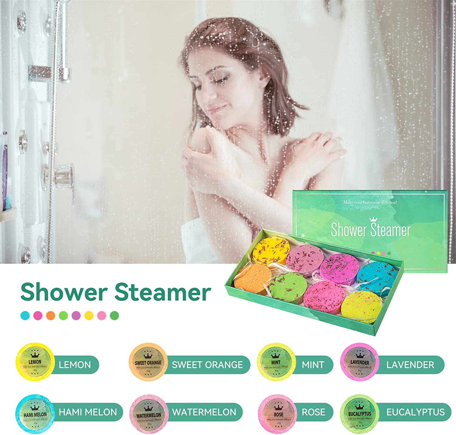 Shower Steamers Aromatherapy,Shower Bombs with Essential Oils for Women and Men，For Self Care and Shower Steamer (8 Smells) image number 4