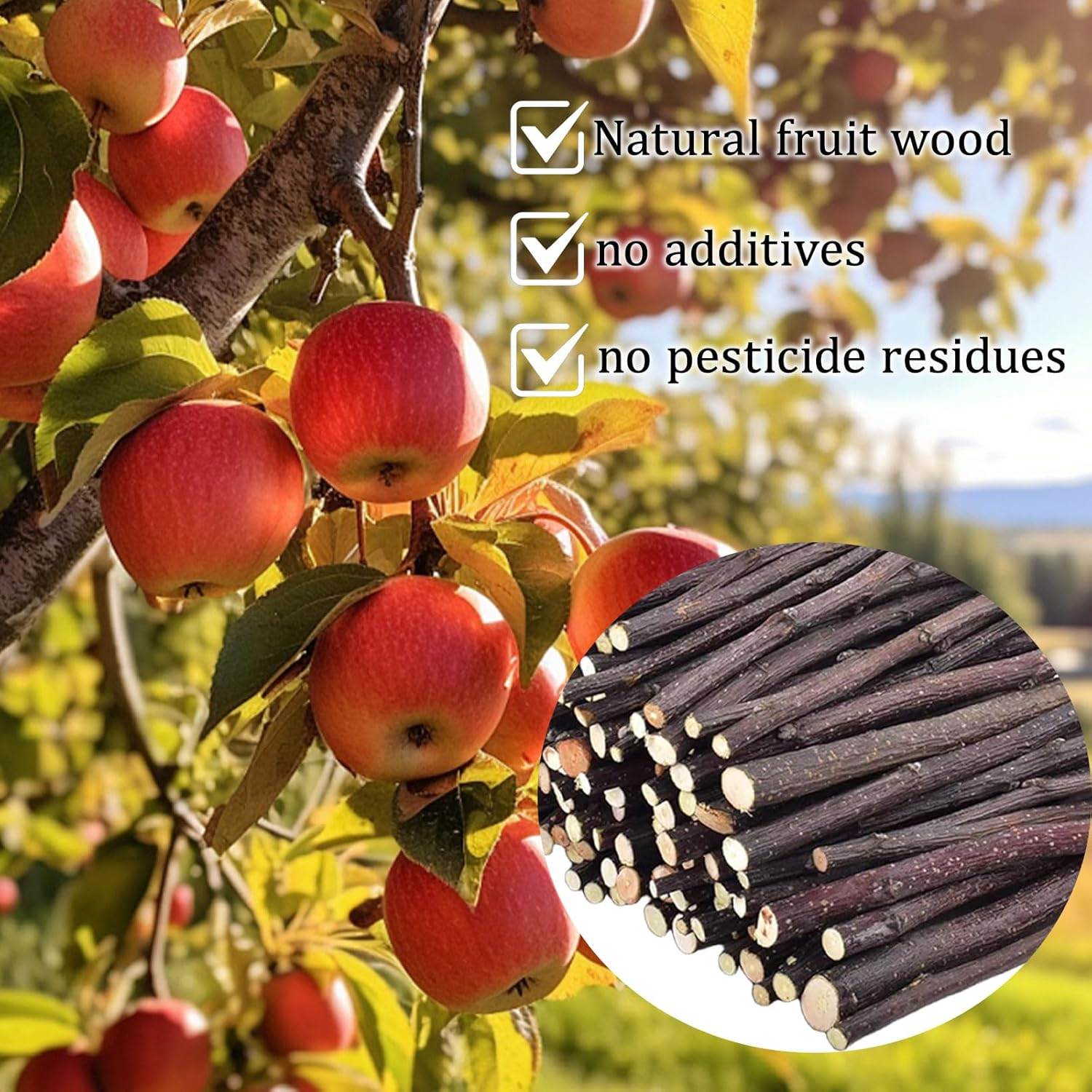 Turadh 200G Natural Apple Wood Chew Sticks,Small Animal Dental Chew Toys for Rabbits, Guinea Pigs, Chinchillas, Hamsters, Bunny Treats with Timothy Hay, Molar Teeth Stick, Rabbit Food image number 5