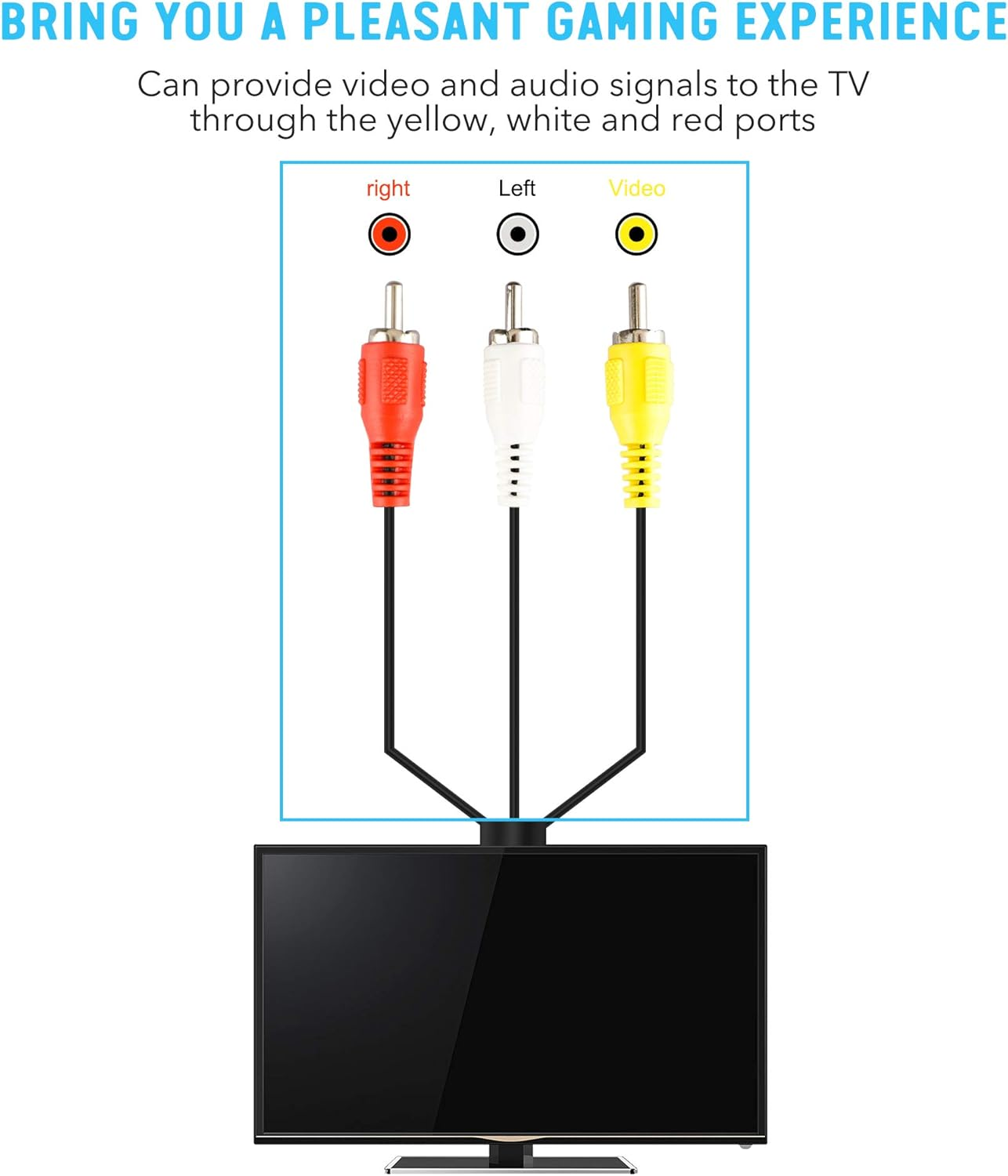 6Ft AV Cable for PS2 PS1 PS3, AV to RCA Composite Audio Video TV Cord Compatible with Playstation 1 2 3 image number 1