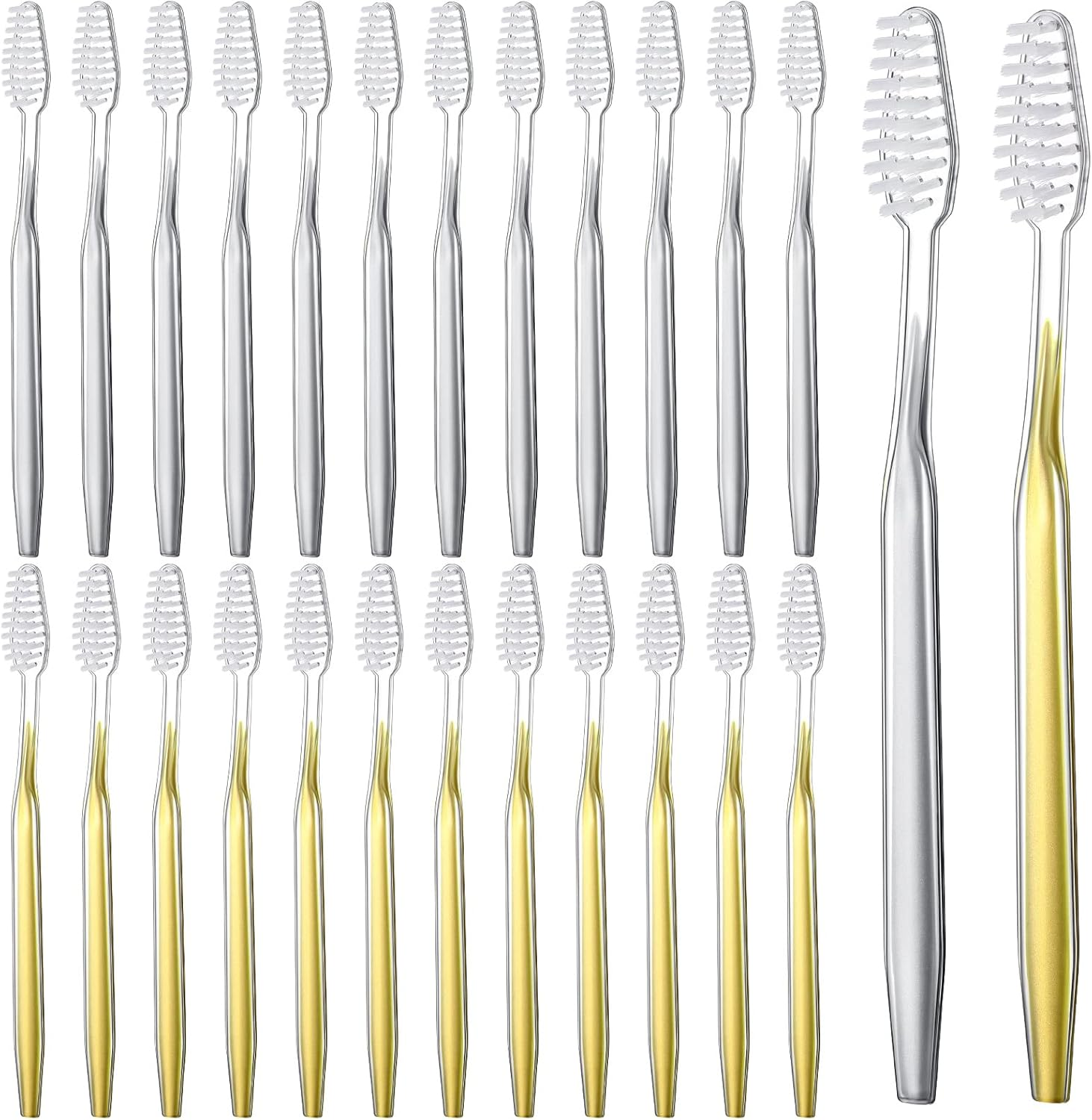 Remerry 100 Pack Individually Wrapped Disposable Toothbrushes Bulk Travel Toothbrushes Manual Disposable Tooth Brush Soft Bristle Tooth Brush for Adults Hotel Guest Camping Travel, 2 Colors