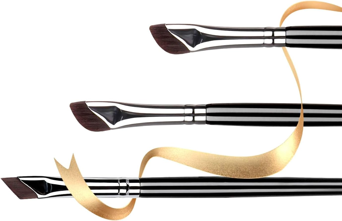 Eyeliner Brushes Kit, Fine Angled Eyeliner & Eyebrow & Concealer Brushes Set, Upgraded Ultra-Thin Sickle & Slanted Flat Angle for Beauty Cosmetic Tools (3 Pcs) image number 1