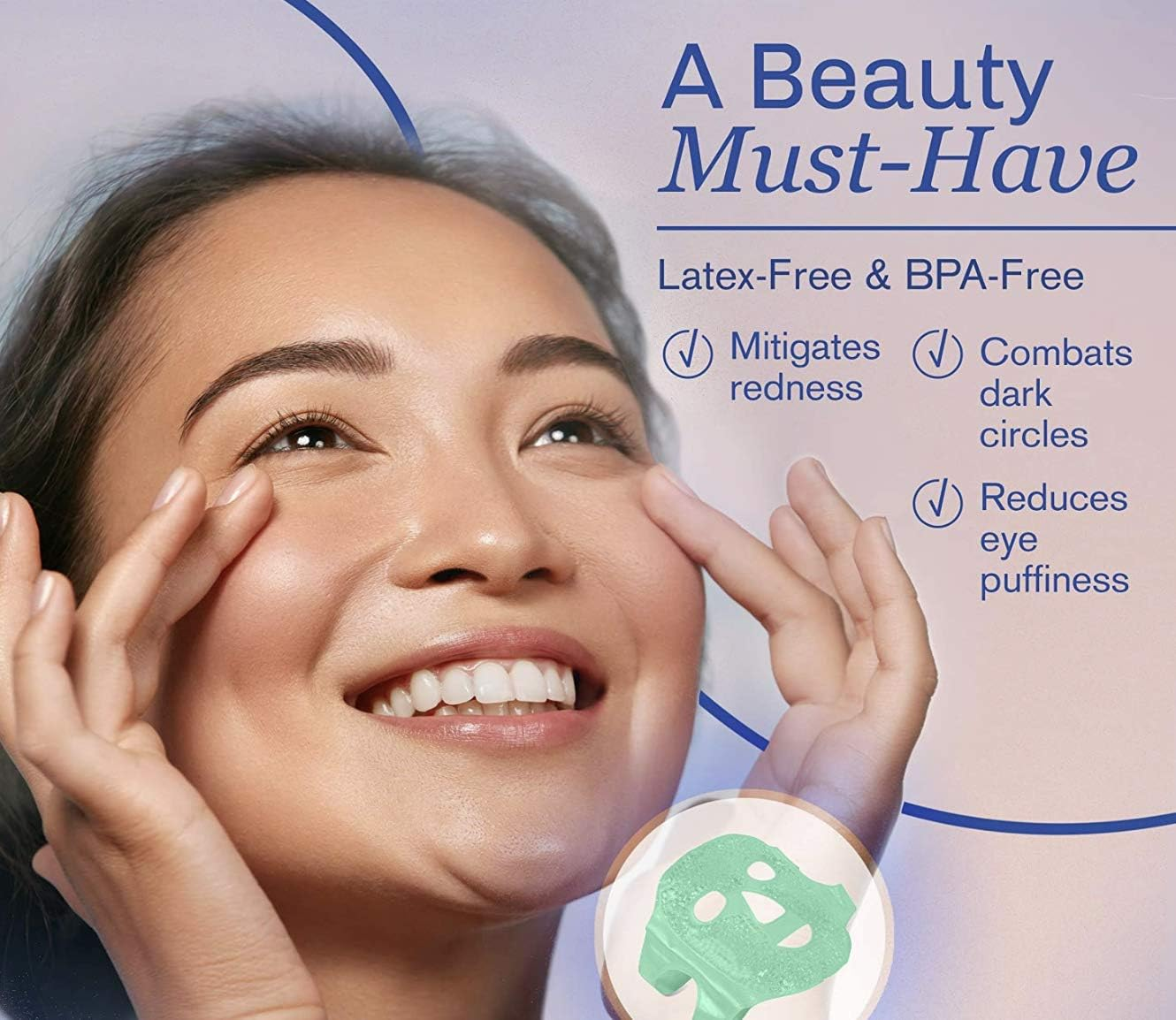 DOLSON Face Eye Mask Gel Hot Cold - Reduce Puffiness, Bags under Eyes, Puffy Dark Circles, Migraine - Therapeutic Heat and Ice Compress with Cover - for Sleep, Sinus Pressure, Headaches, Skin Care